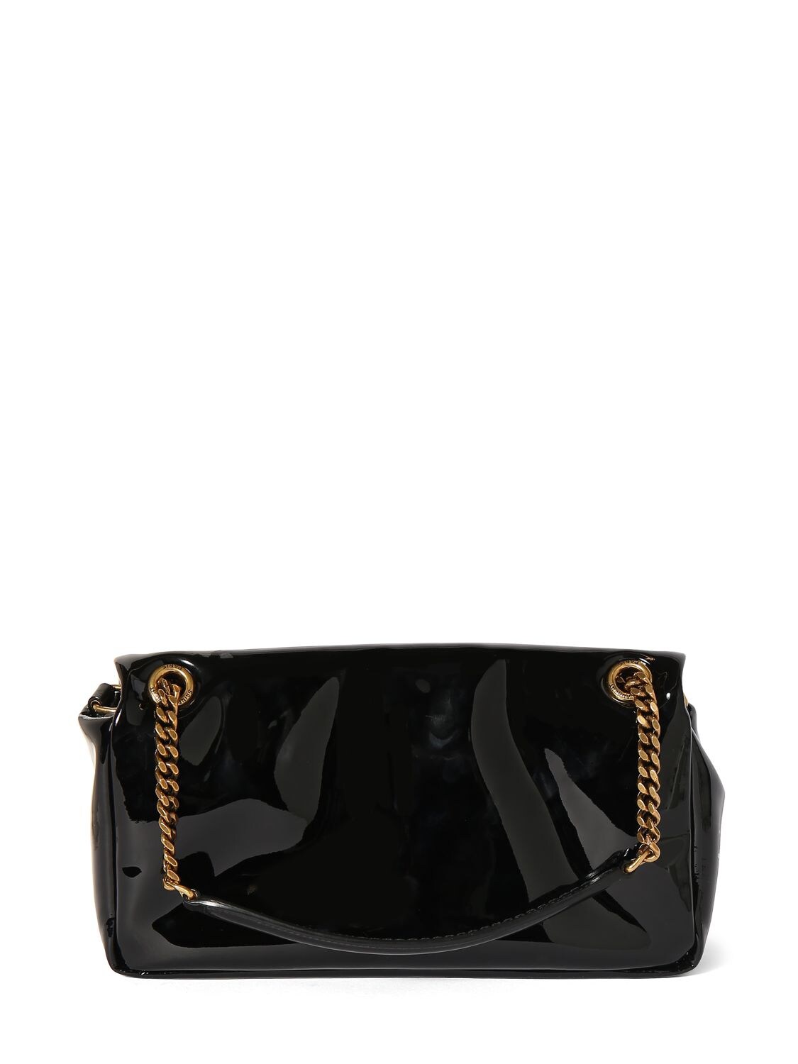 Shop Saint Laurent Calypso Patent Leather Shoulder Bag In Black