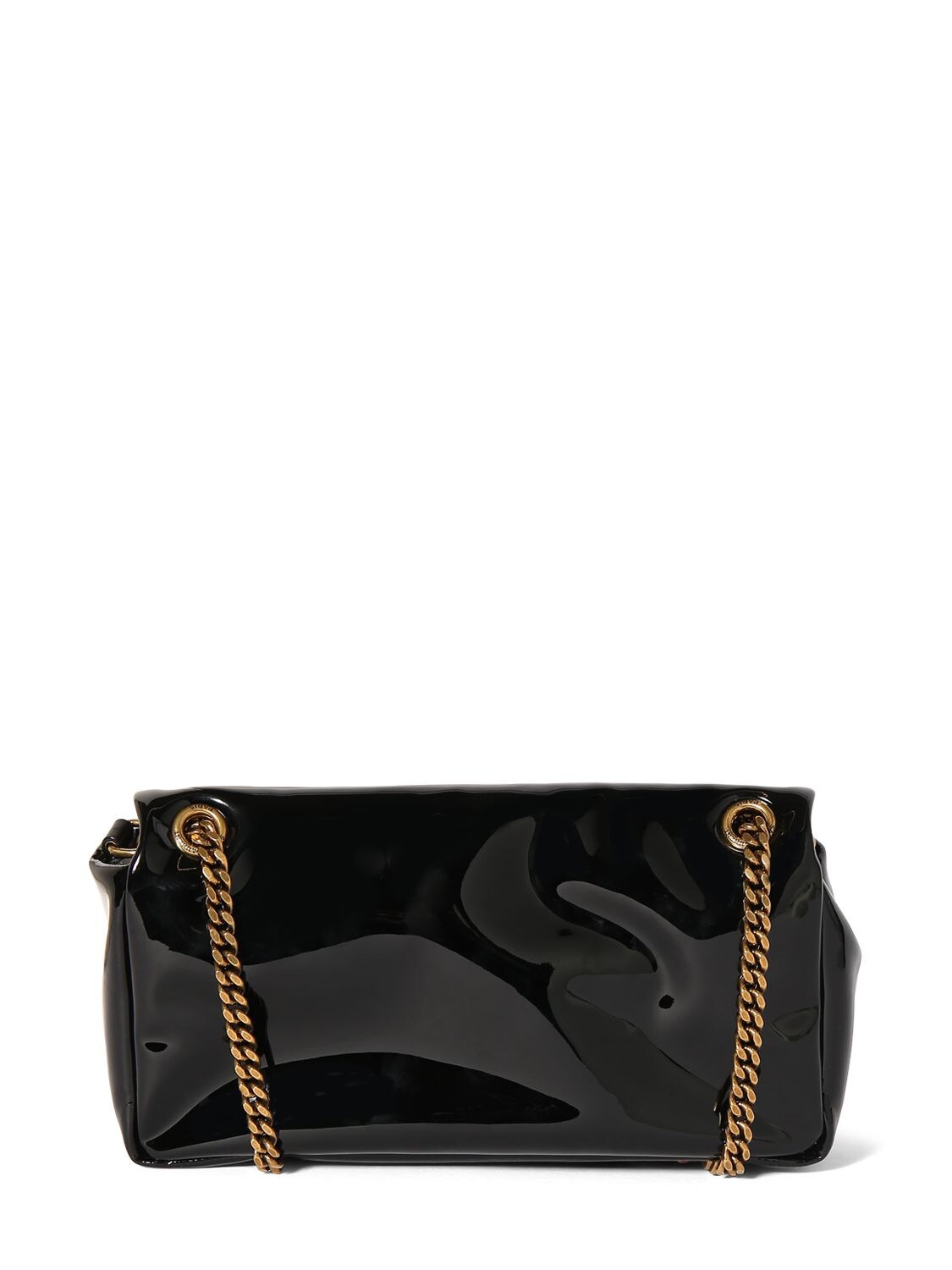 Shop Saint Laurent Calypso Patent Leather Shoulder Bag In Black