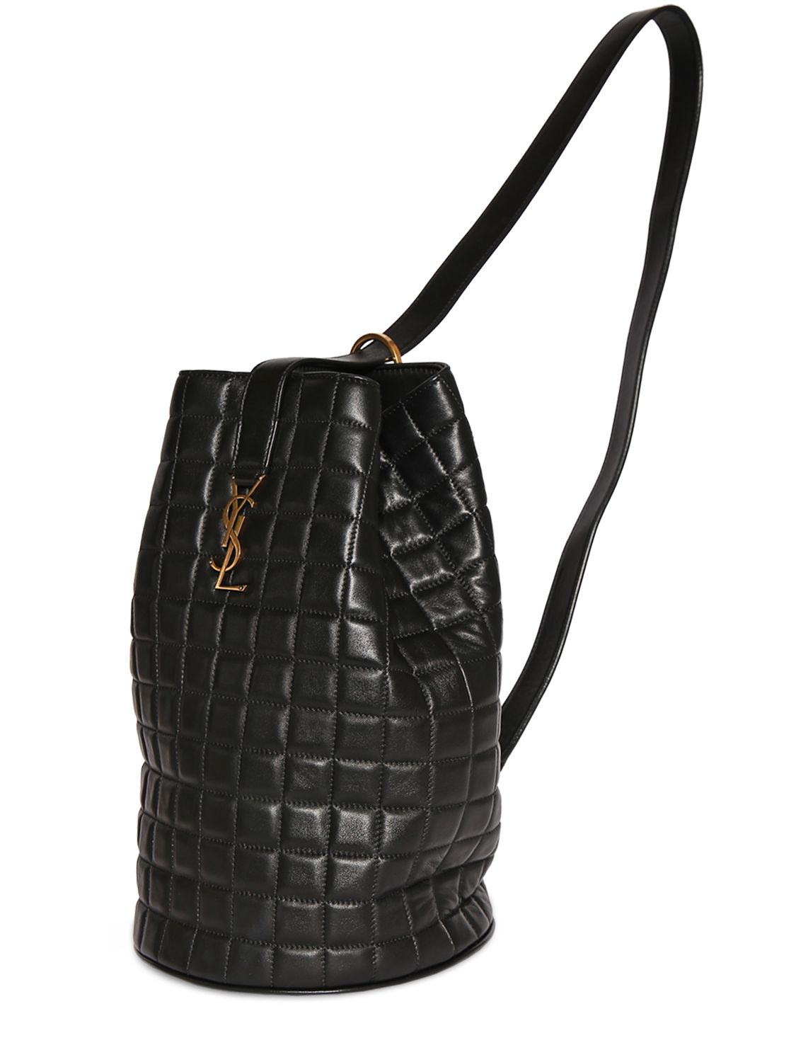 SAINT LAURENT MEDIUM CECILE LEATHER BUCKET BAG