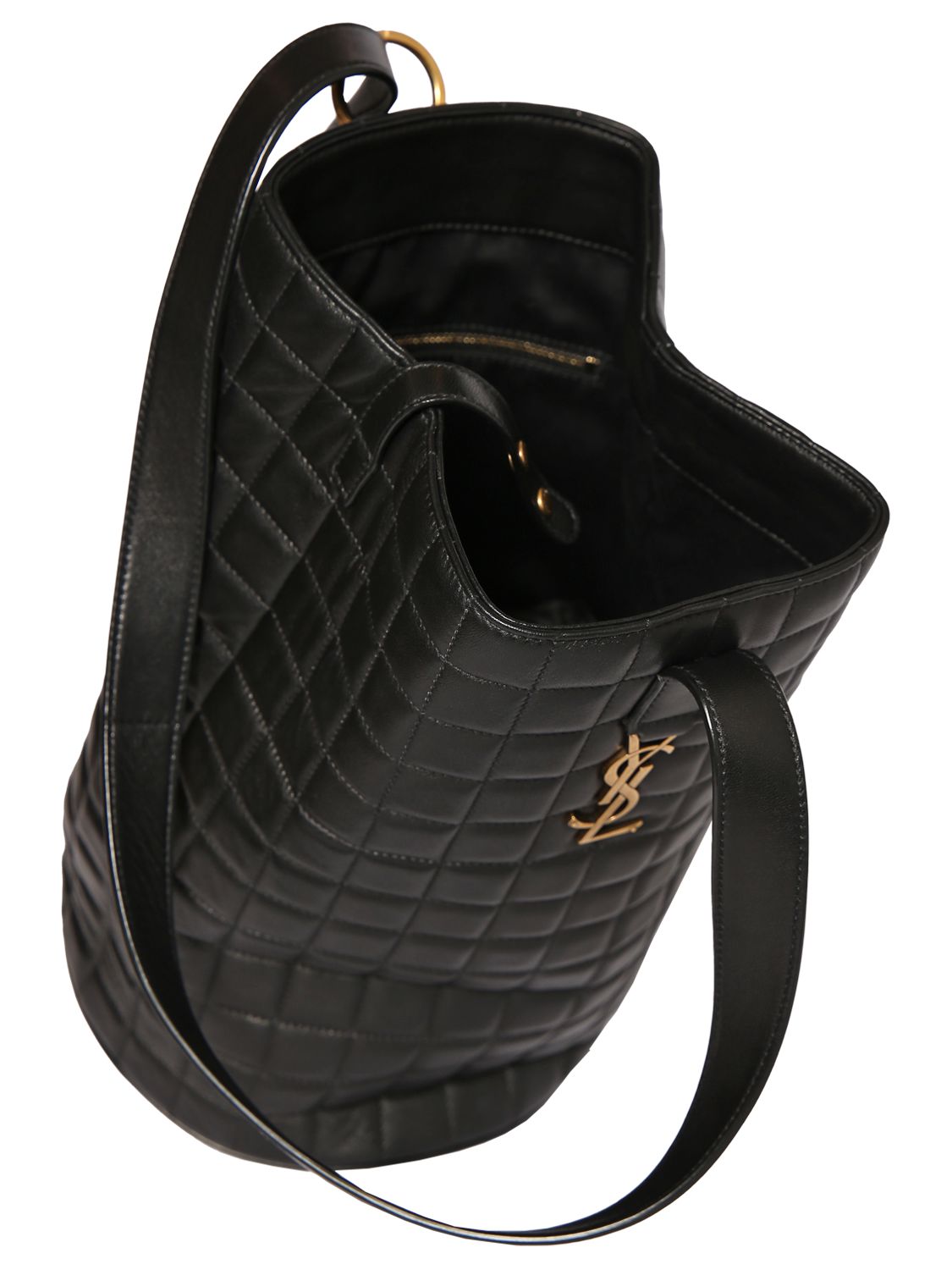 SAINT LAURENT MEDIUM CECILE LEATHER BUCKET BAG