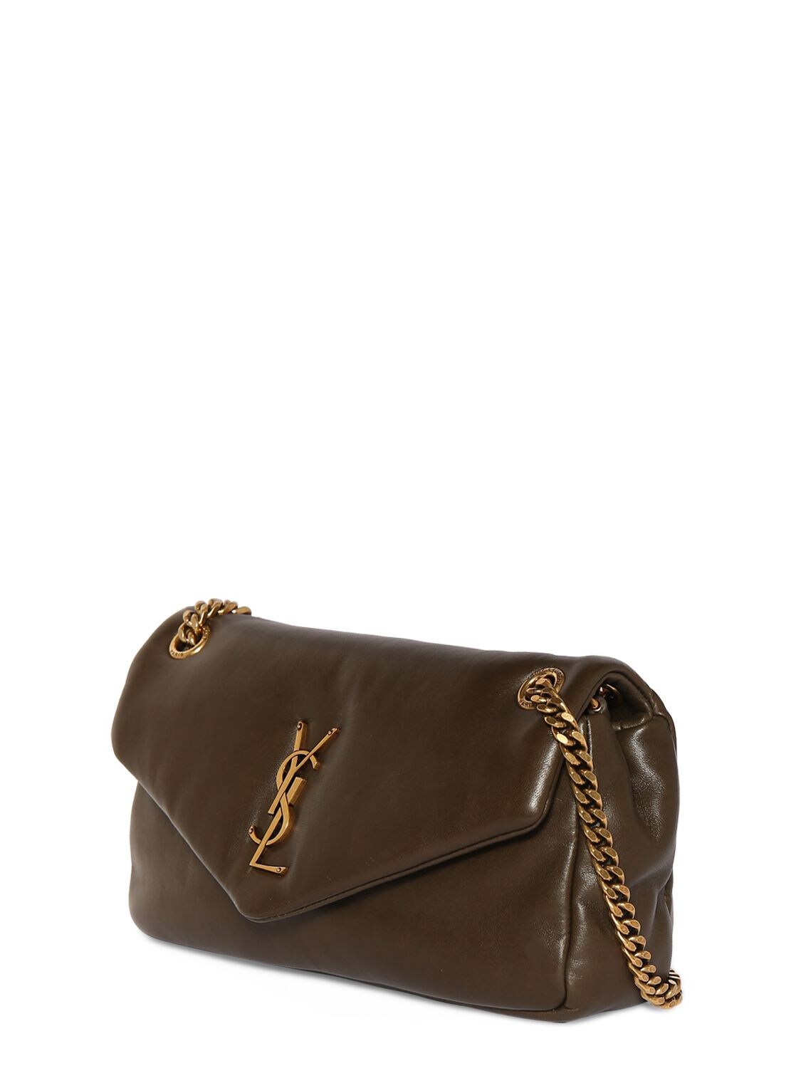 Shop Saint Laurent Calypso Leather Shoulder Bag In Light Musk