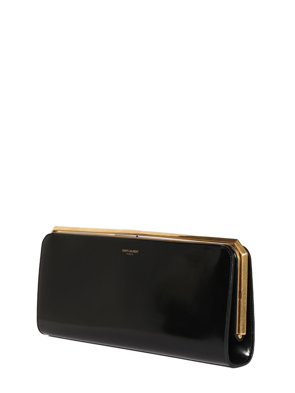 Shop Saint Laurent Date Minaudiere Brushed Leather Clutch In Black