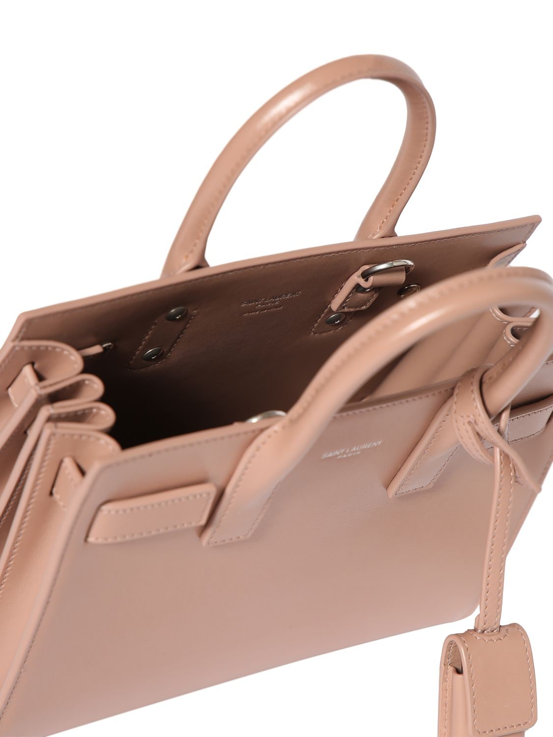 Shop Saint Laurent Nano Sac De Jour Leather Top Handle Bag In Rose