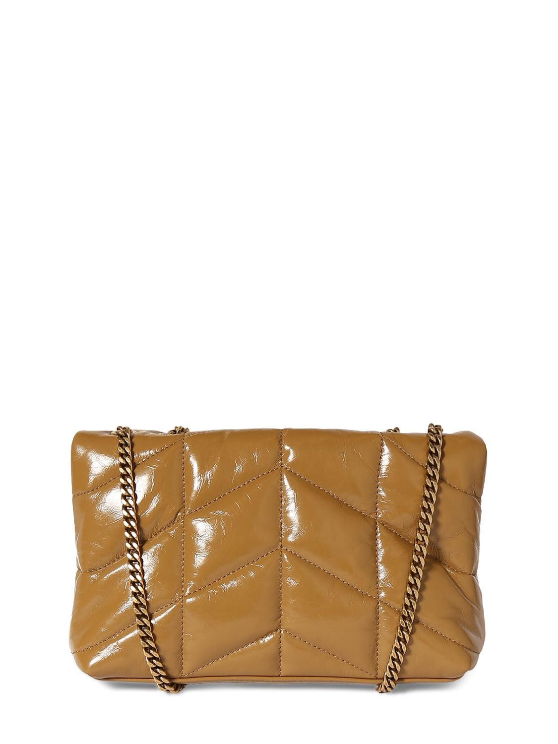 Shop Saint Laurent Mini Toy Puffer Leather Shoulder Bag In Praline