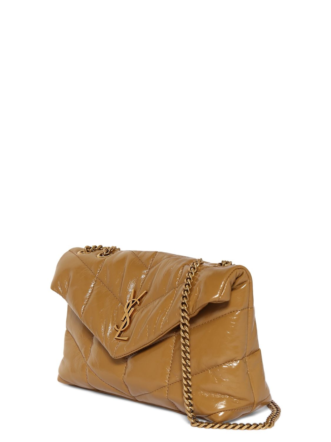 Shop Saint Laurent Mini Toy Puffer Leather Shoulder Bag In Praline