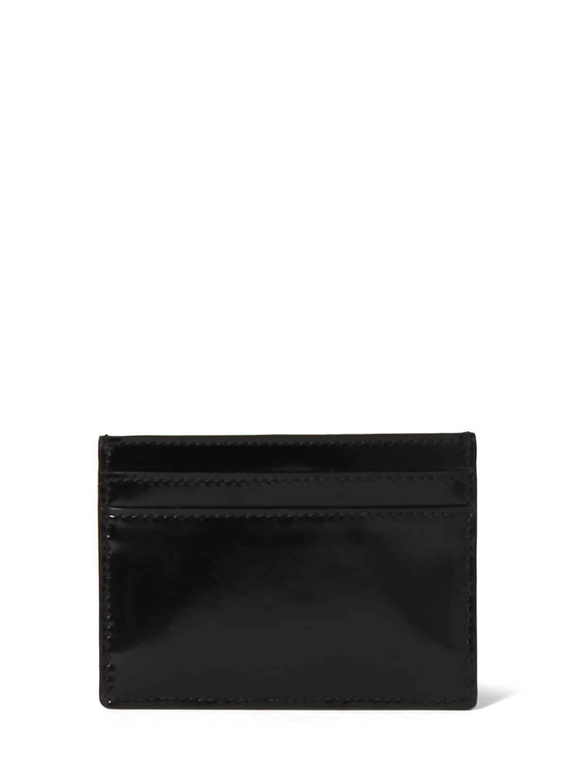 Shop Saint Laurent Cassandre Brushed Leather Card Case In Black