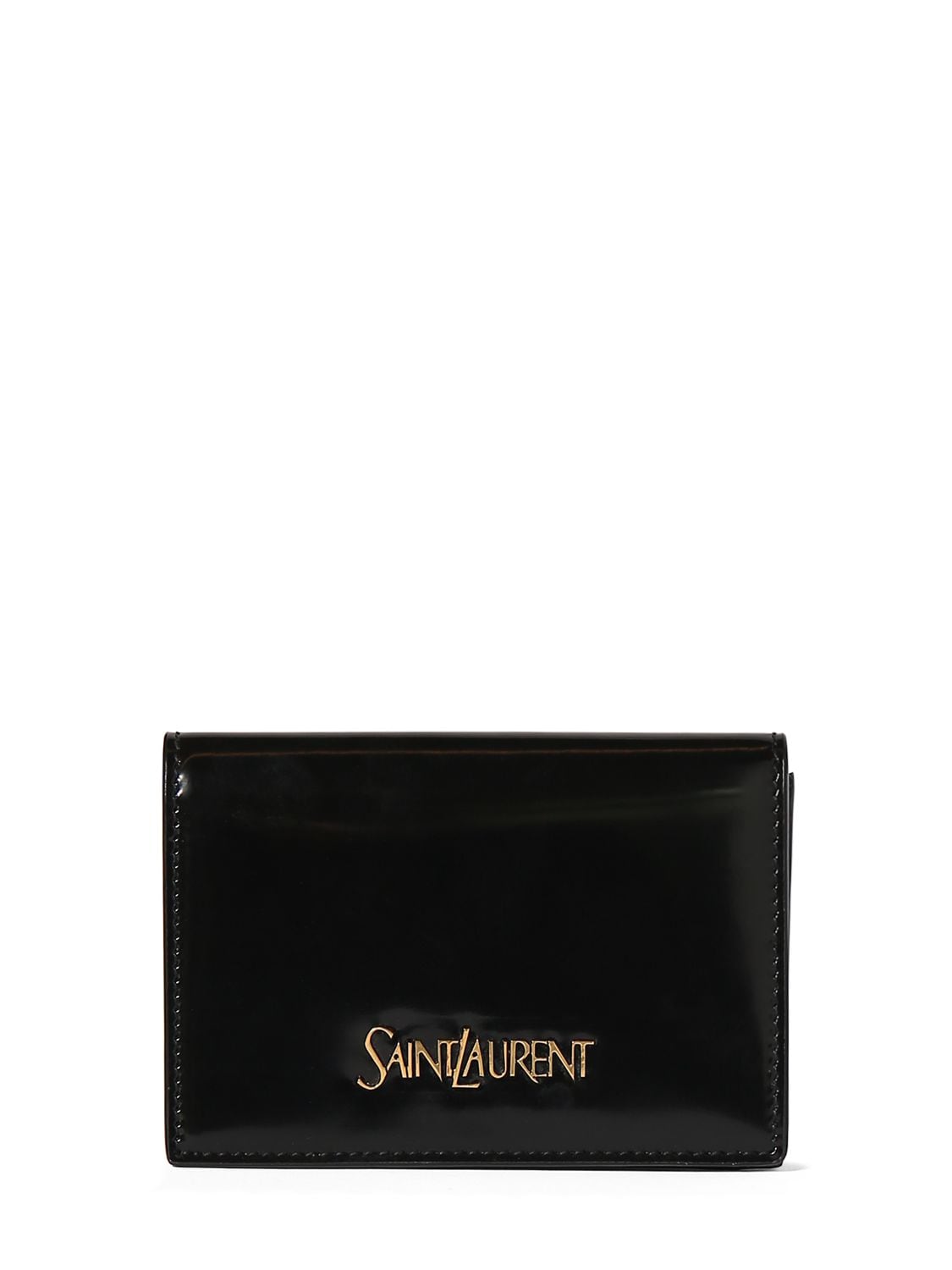 Shop Saint Laurent Brushed Leather Card Case In Black