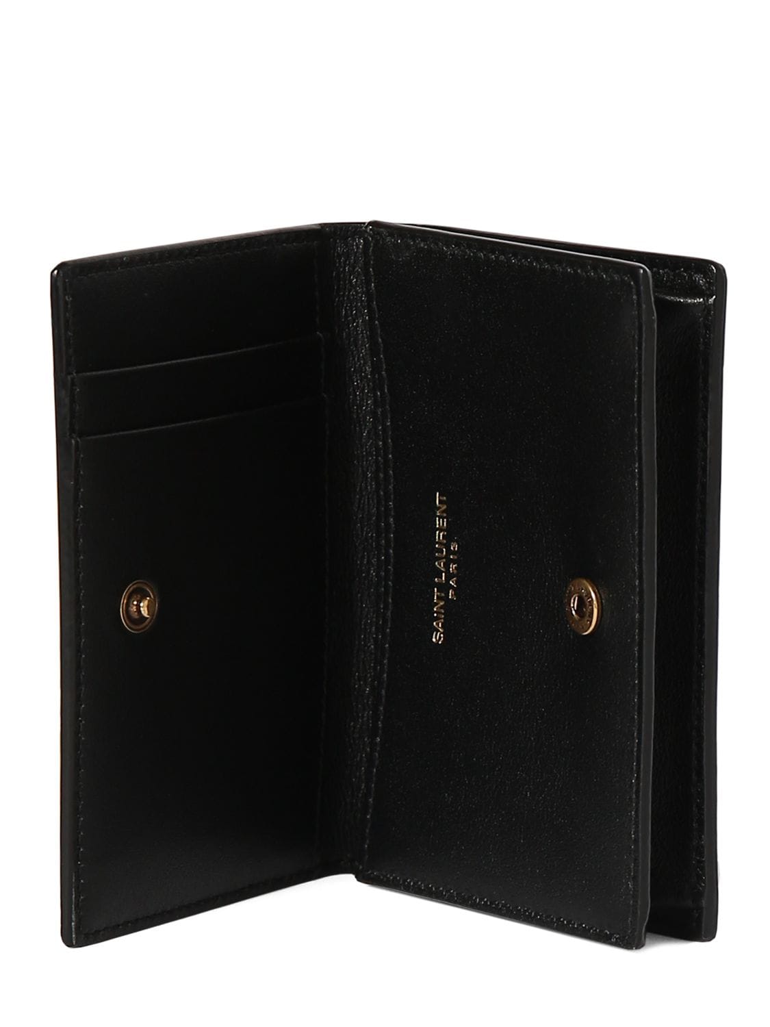 Shop Saint Laurent Brushed Leather Card Case In Black