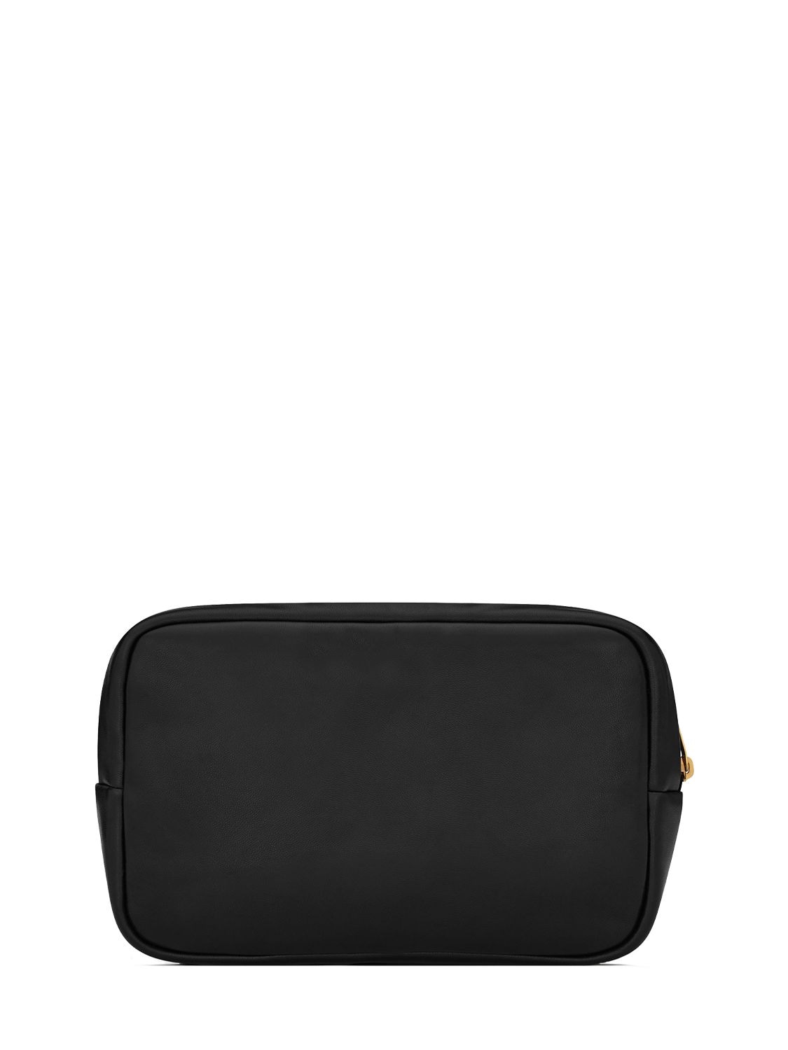 Shop Saint Laurent Cassandre Leather Makeup Bag In Black