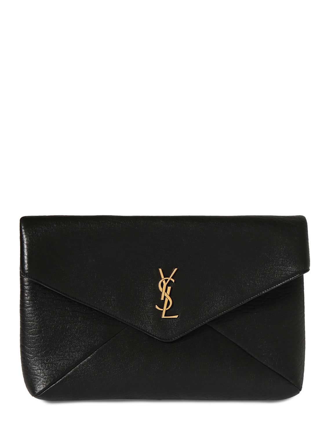 Saint Laurent Small Calypso Leather Pillow Pouch In Black