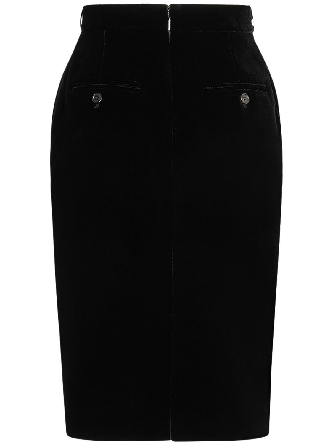 Shop Saint Laurent Viscose Blend Midi Skirt In Black