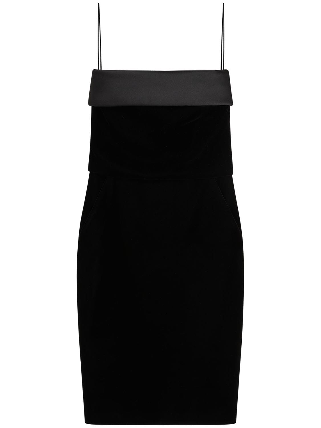 Saint Laurent Viscose Blend Strapless Midi Dress In Black