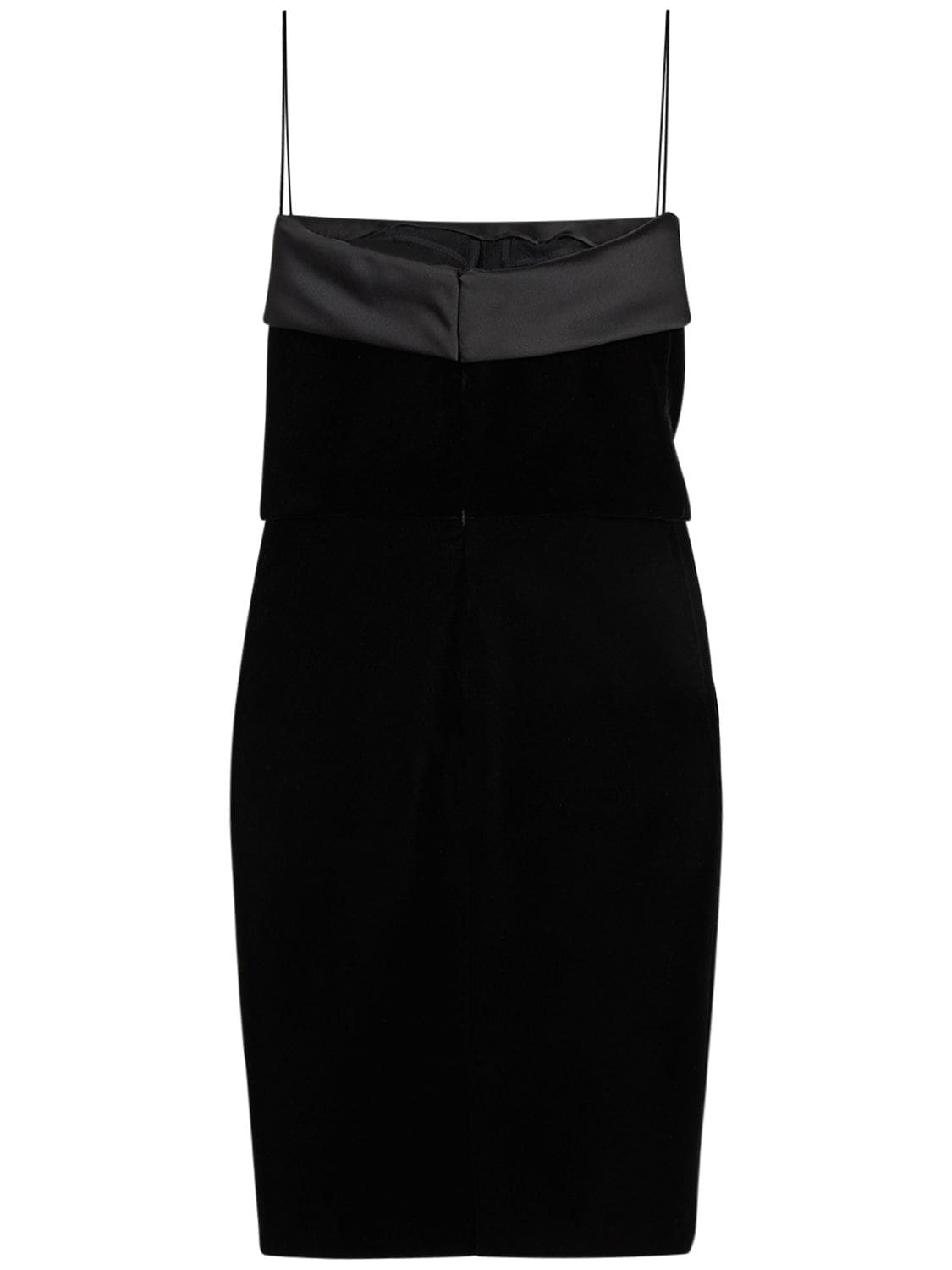 Shop Saint Laurent Viscose Blend Strapless Midi Dress In Black