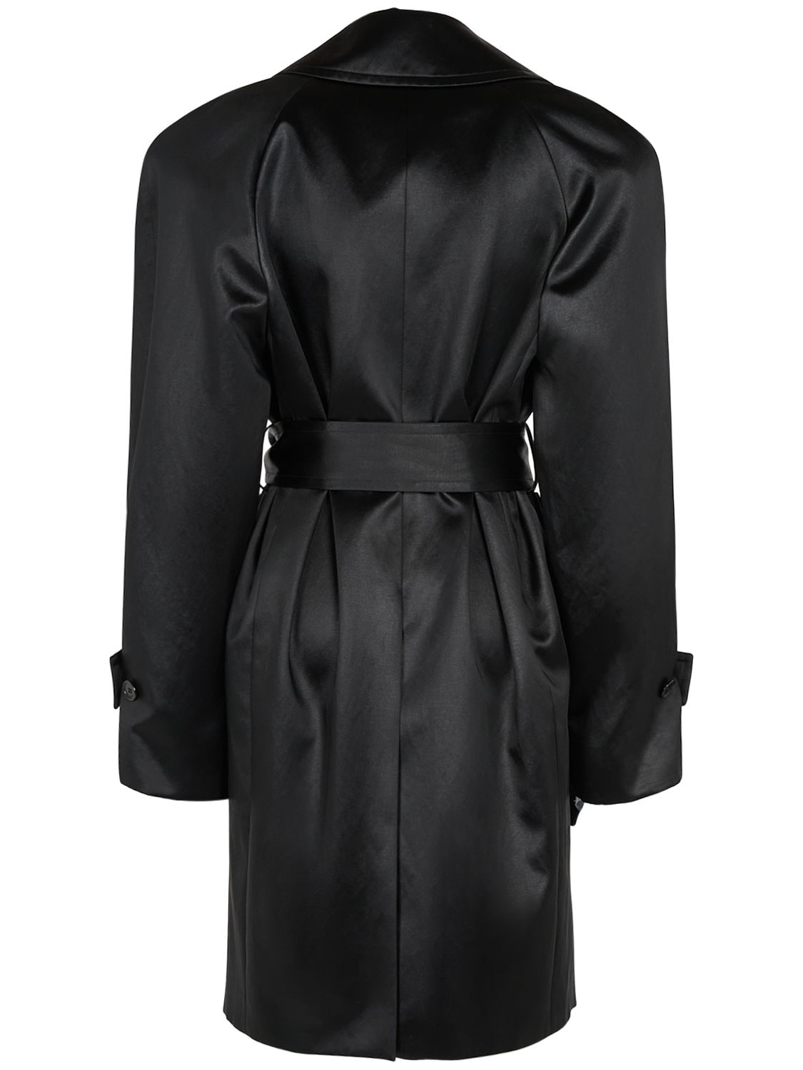 Shop Saint Laurent Belted Cotton Blend Trench Coat In Black