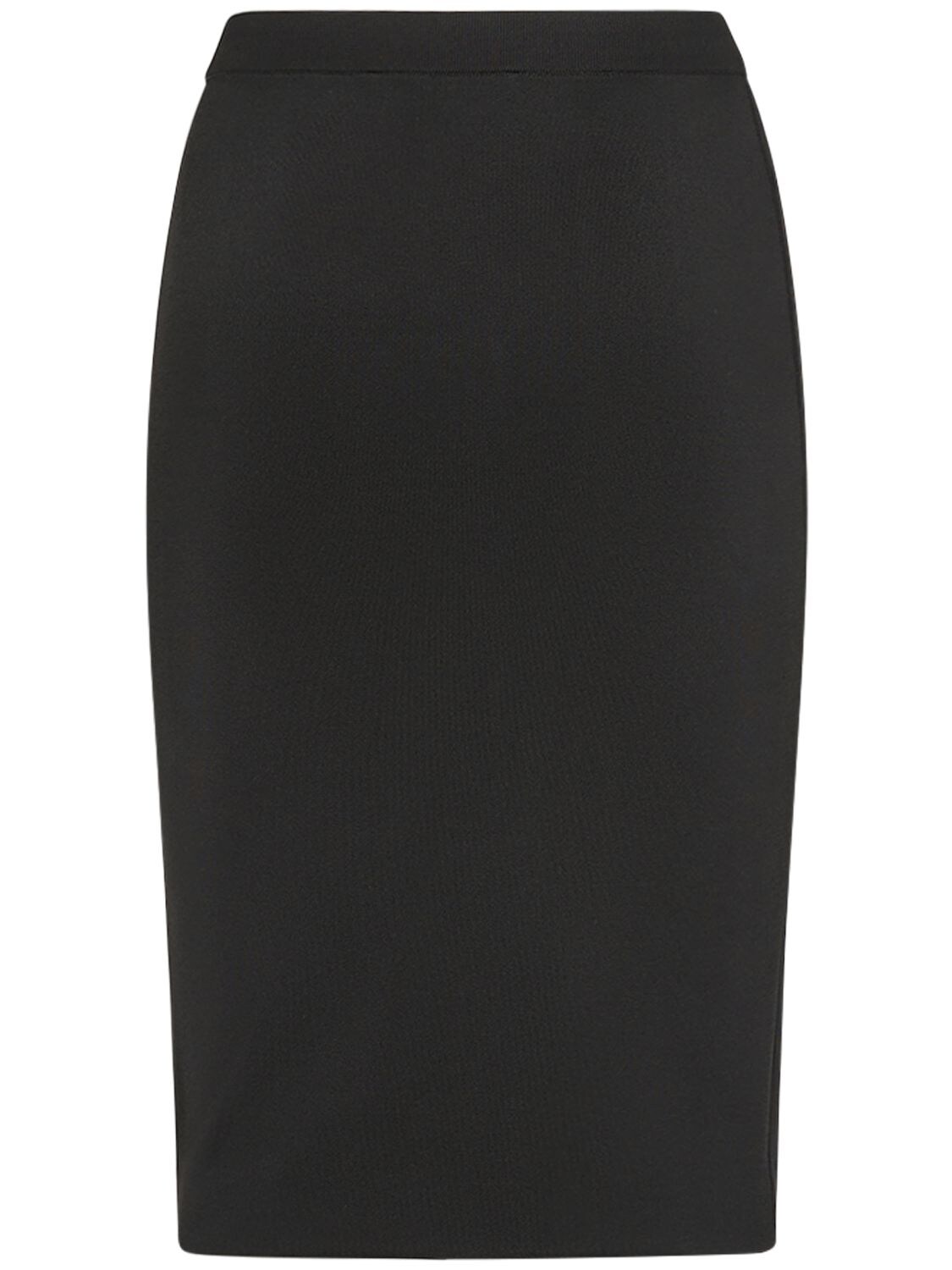 Shop Saint Laurent Viscose Blend Pencil Skirt In Noir