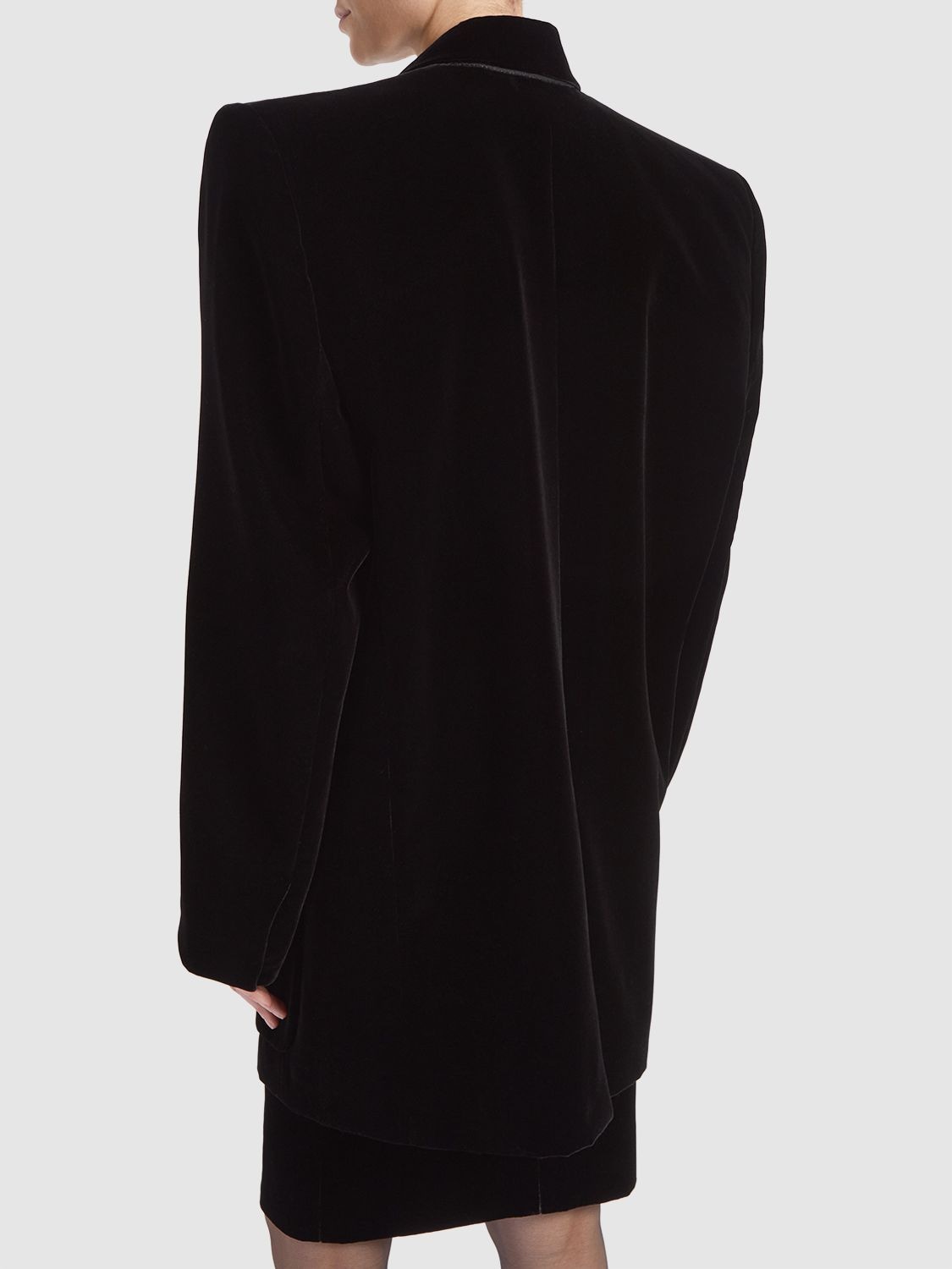 Shop Saint Laurent Velvet Viscose & Silk Blazer In Black