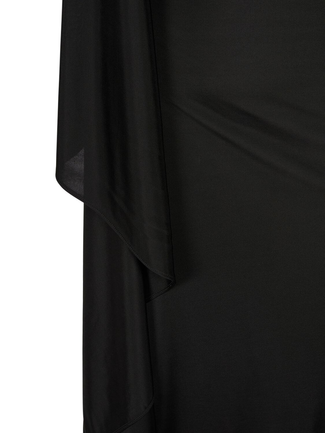 Shop Saint Laurent Draped Viscose Long Dress In Black