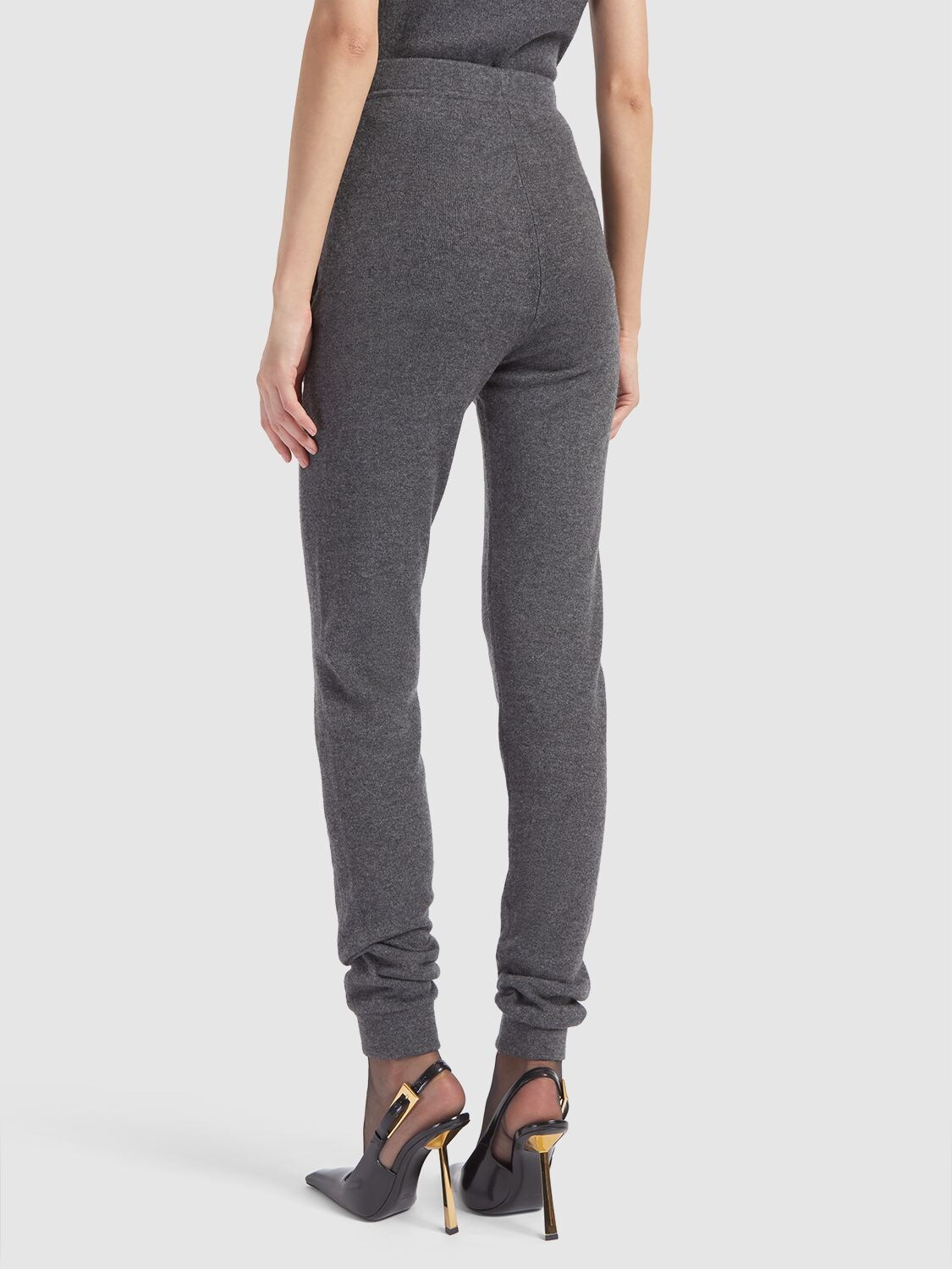 Shop Saint Laurent Cashmere & Wool Leggings In Grey
