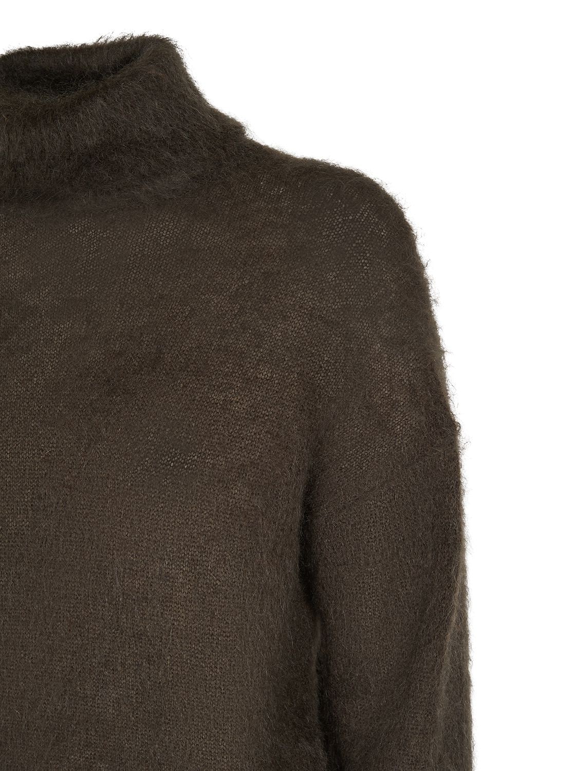 Shop Saint Laurent Mohair Blend Turtleneck Sweater In Brun