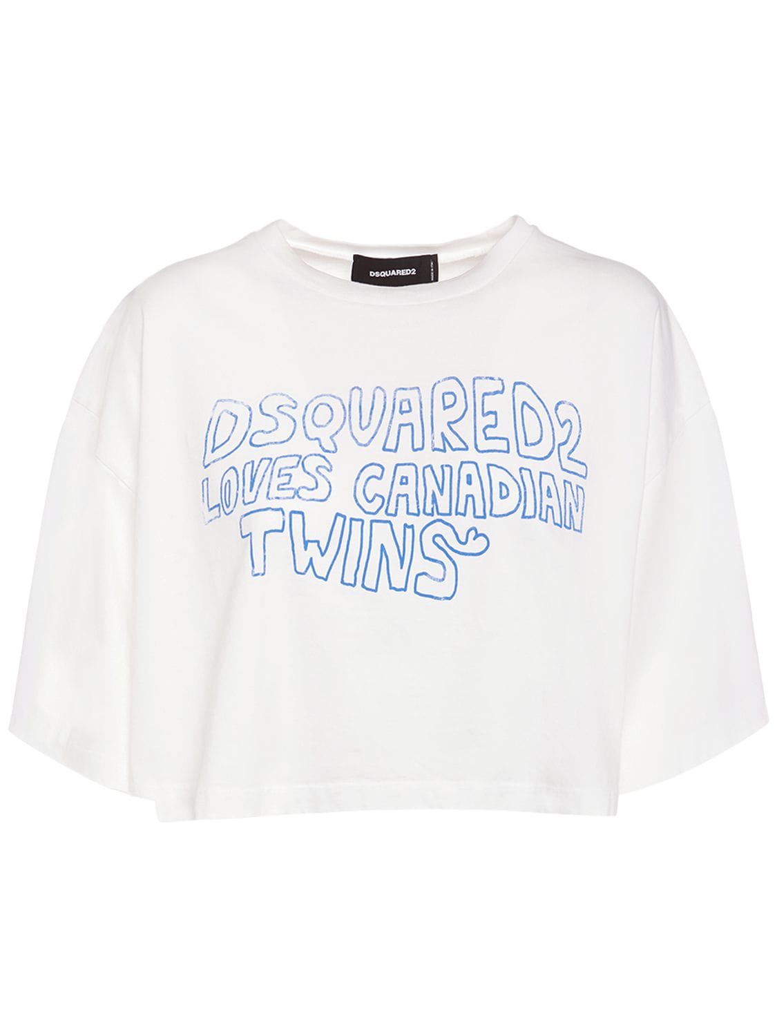 Dsquared2 Printed Logo Crop T-shirt In White