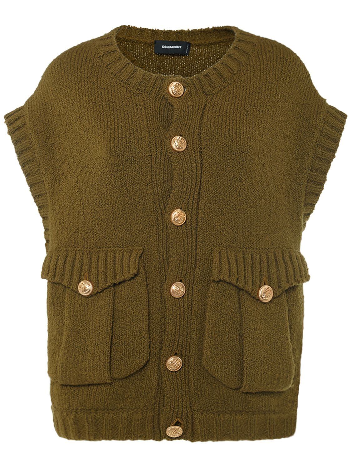 DSQUARED2 BUTTONED WOOL KNIT CARDIGAN VEST