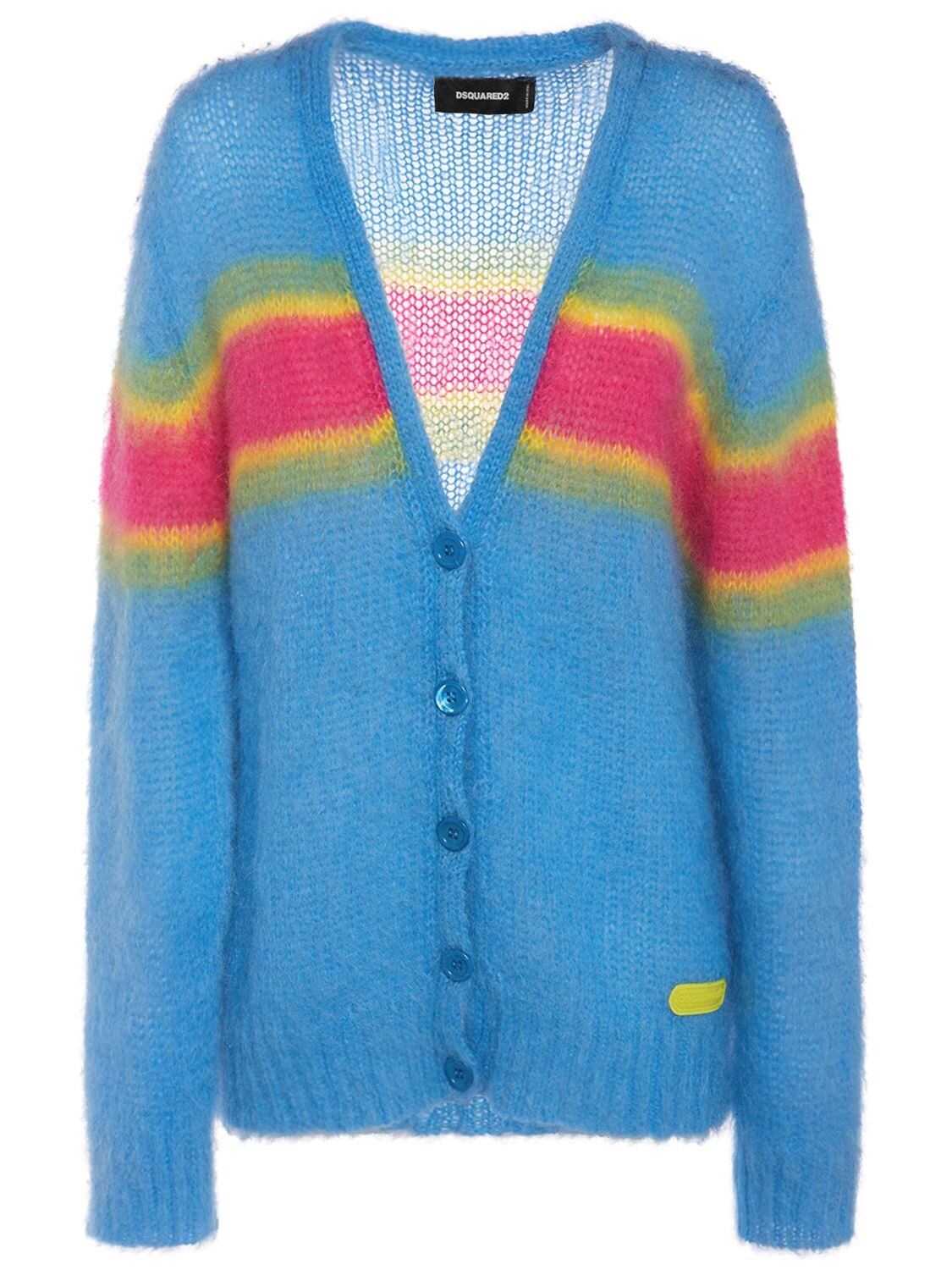 Image of Striped Mohair Blend Knit Cardigan