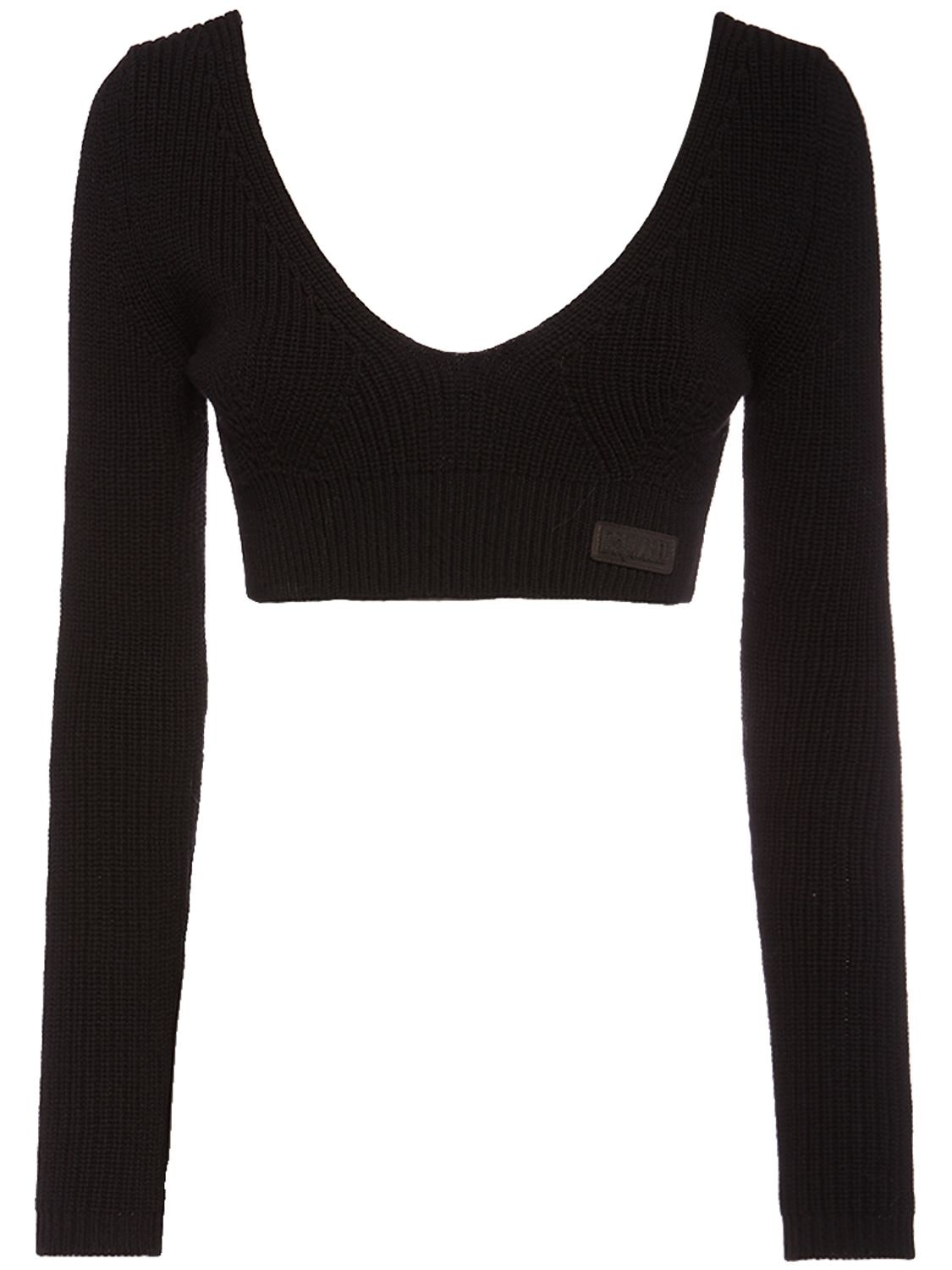 Shop For Ribbed Knit Long-Sleeve Crop Top