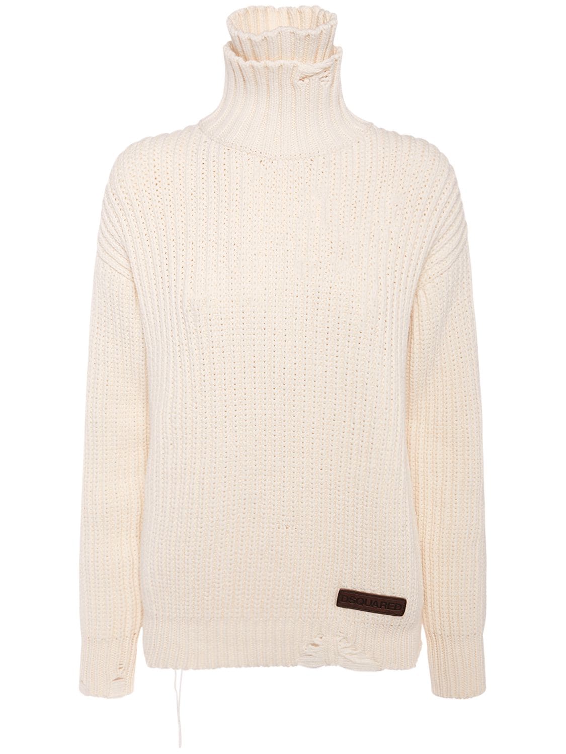 Image of Cotton Blend Rib Knit Turtleneck Sweater