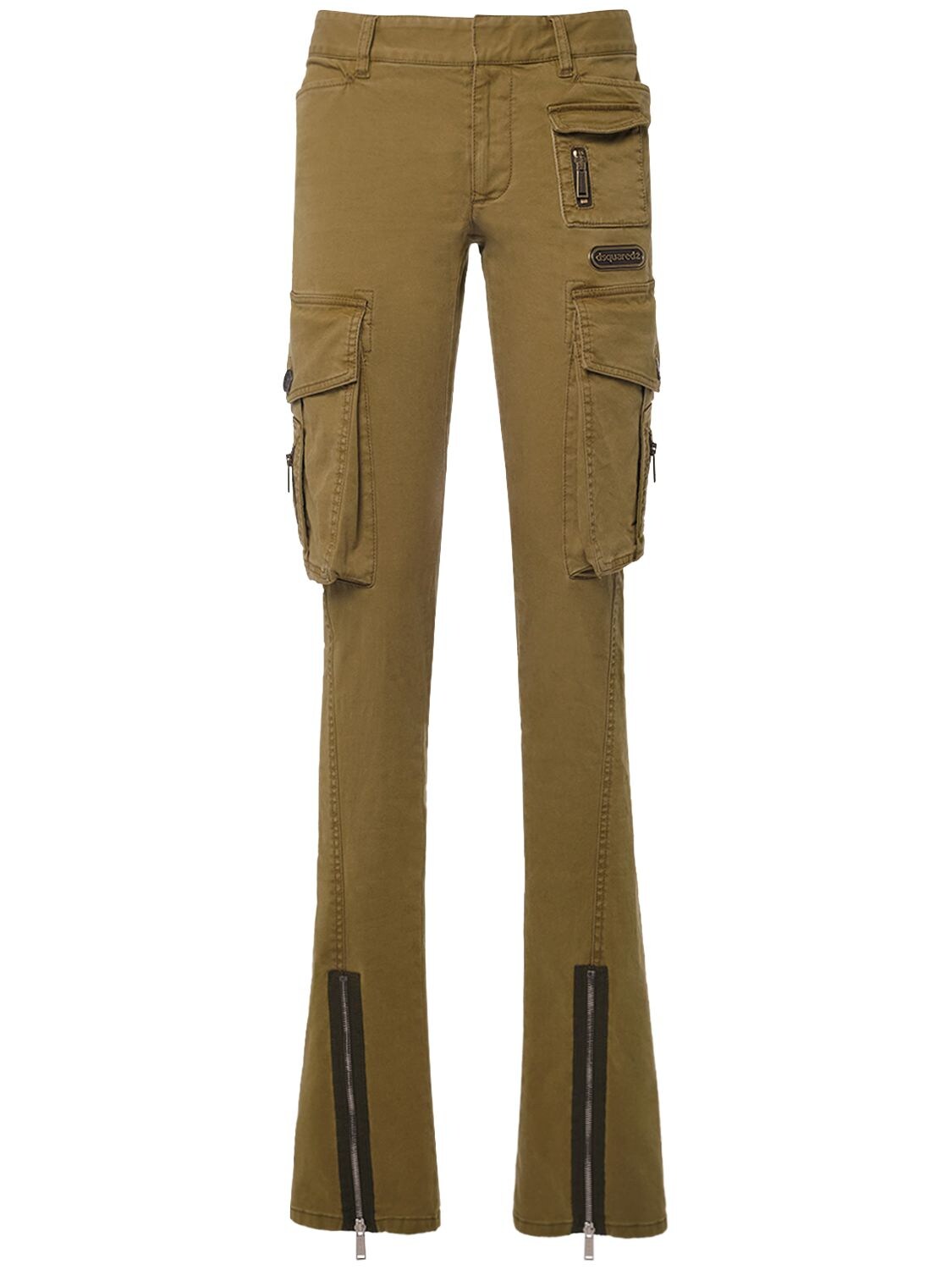 DSQUARED2 LOW WAIST FLARED COTTON CARGO PANTS