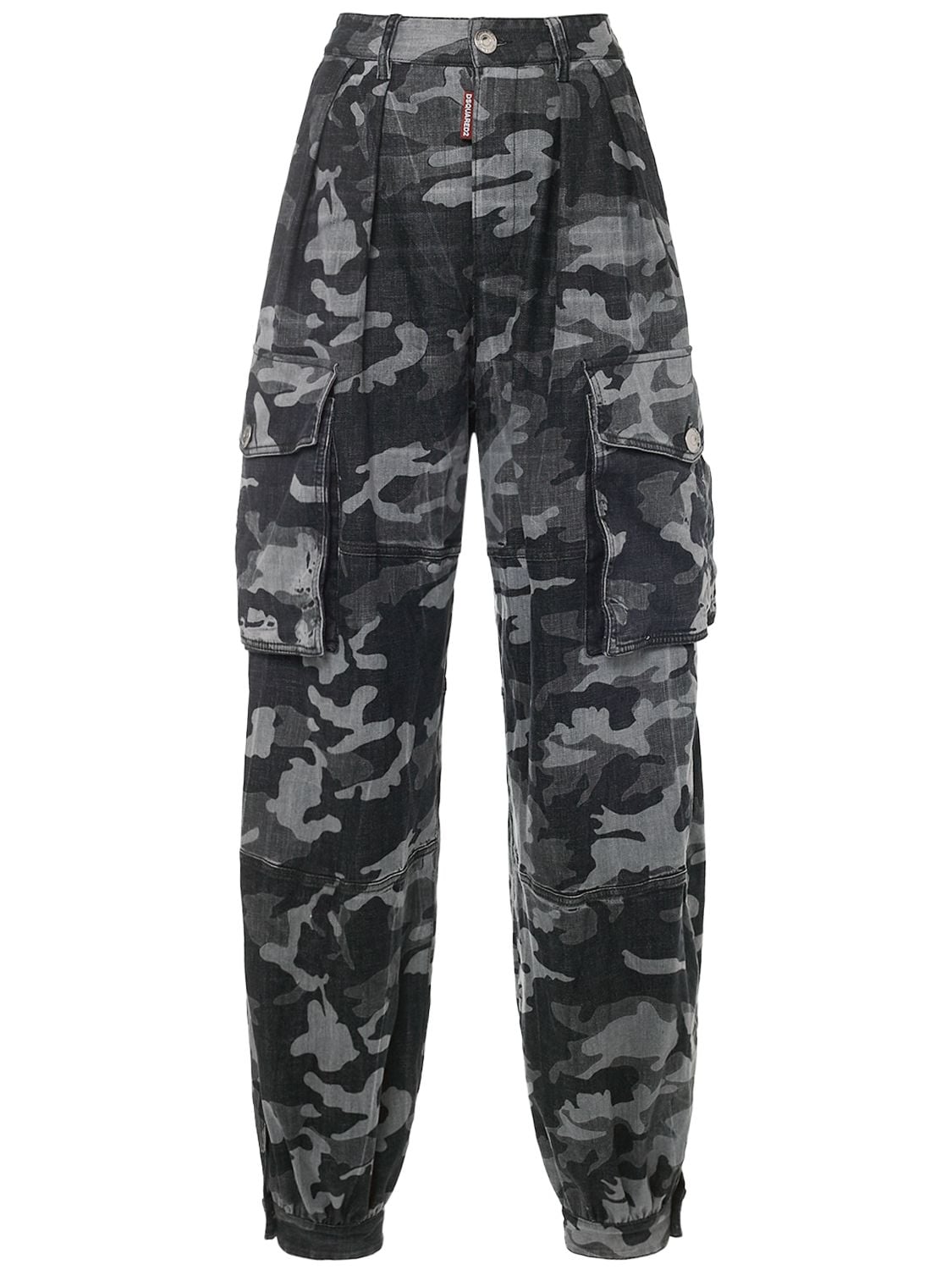 Shop Dsquared2 Camouflage Printed Wide Leg Cargo Pants In Multicolor