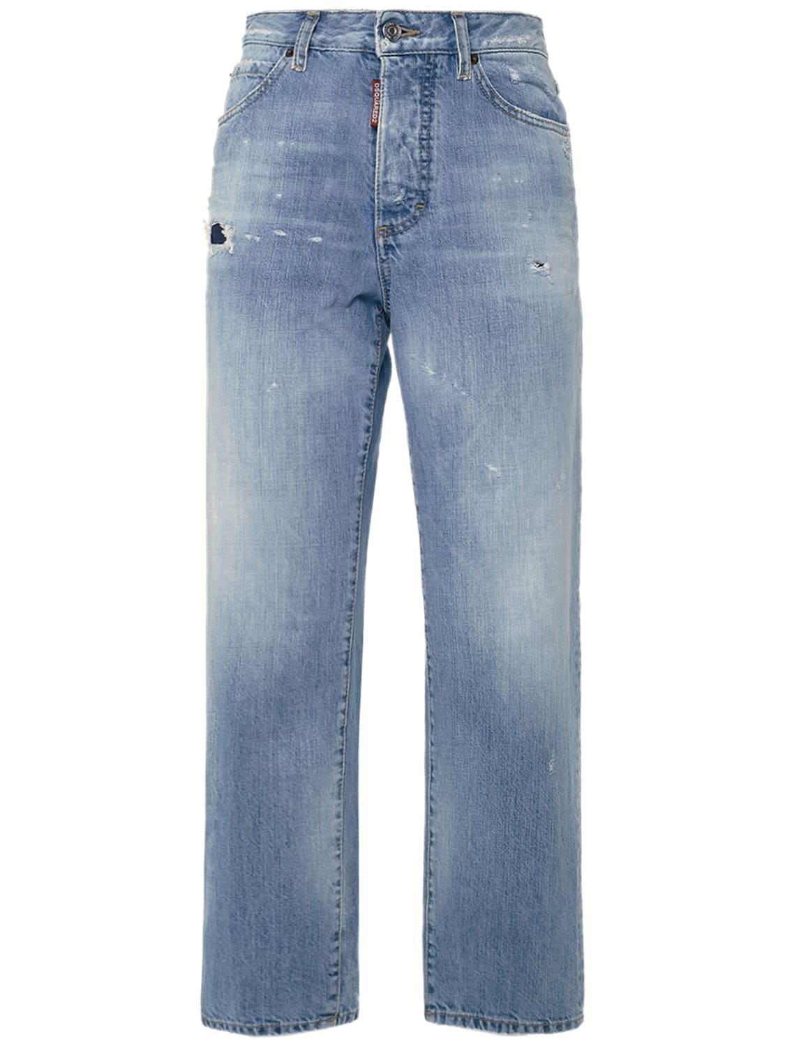 Dsquared2 Boston High Waist Wide Leg Denim Jeans In Blue