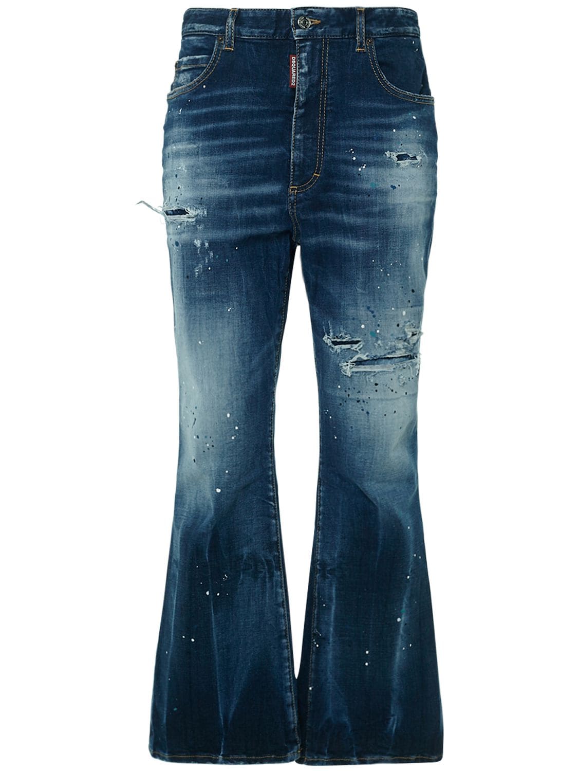Dsquared2 Spray Paint High Waisted Flared Jeans In Blue