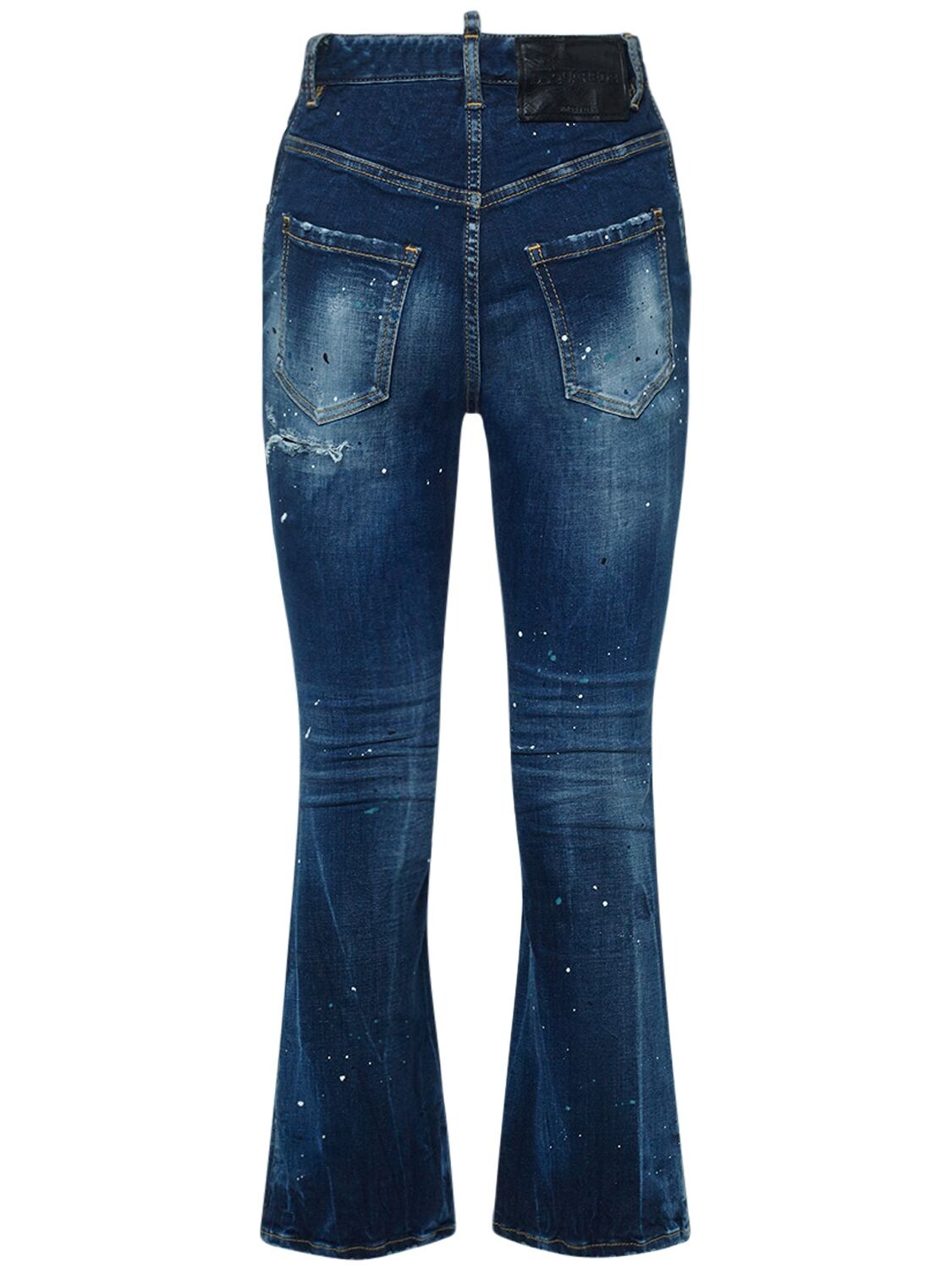 Shop Dsquared2 Spray Paint High Waisted Flared Jeans In Blue