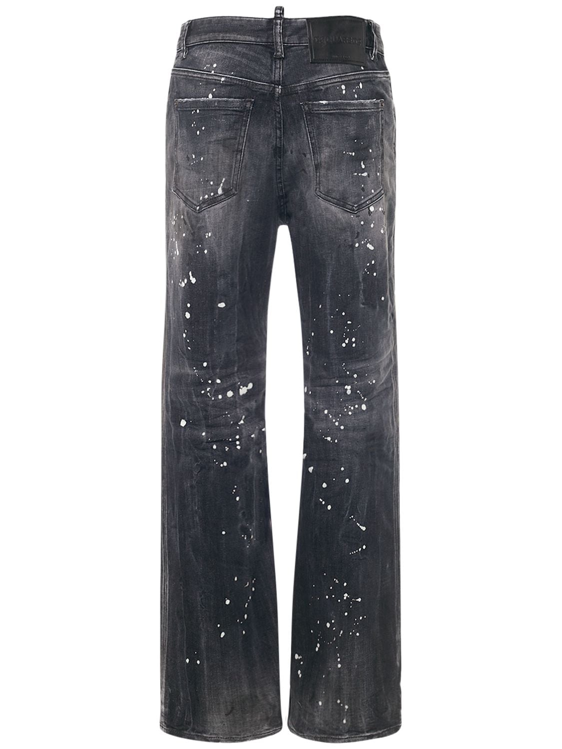 Shop Dsquared2 Distressed Mid Rise Wide Leg Jeans In Black