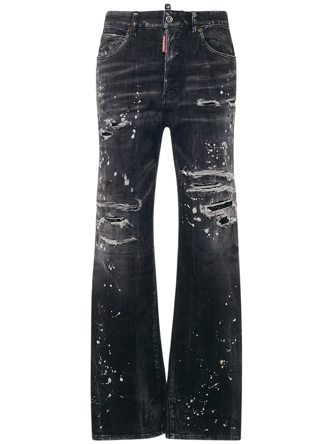 Image of Distressed Mid Rise Wide Leg Jeans