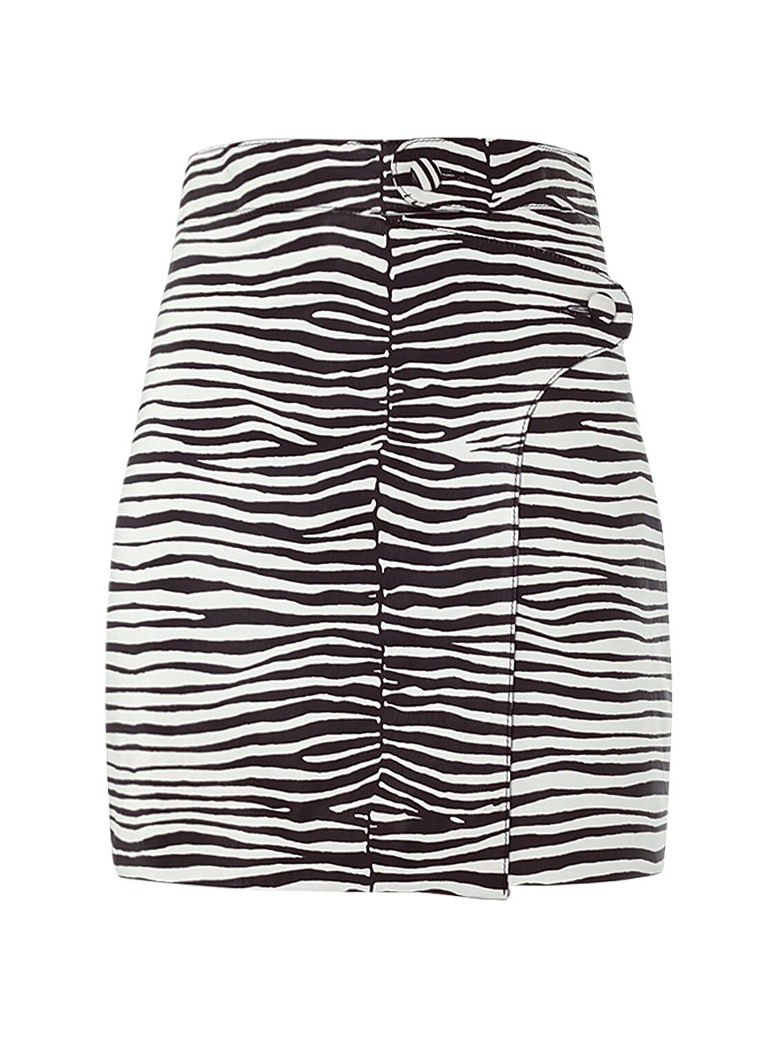 Image of Zebra Print Faux Leather Mini Skirt
