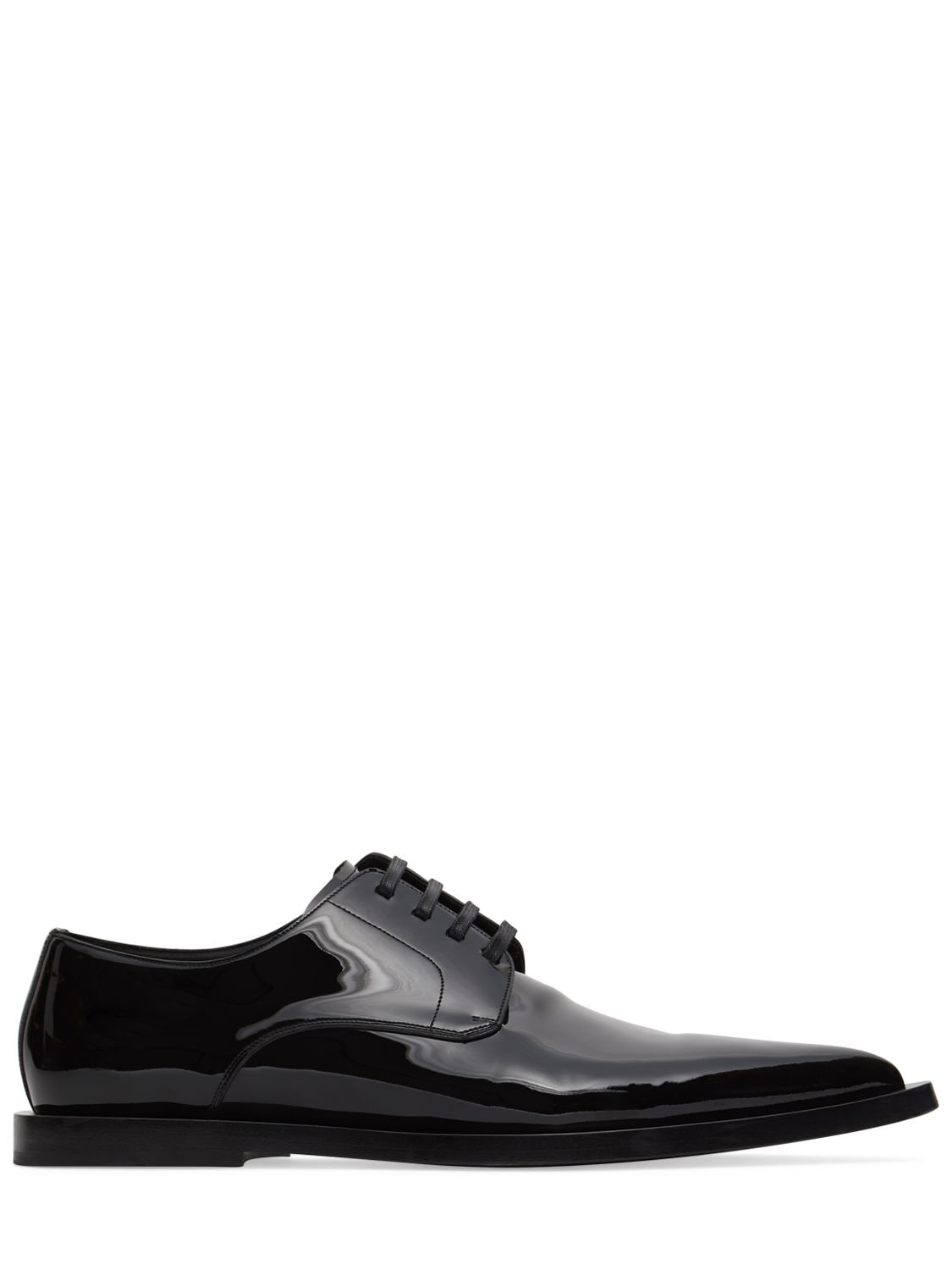Dolce & Gabbana Achille Patent Leather Derby Shoes In Black