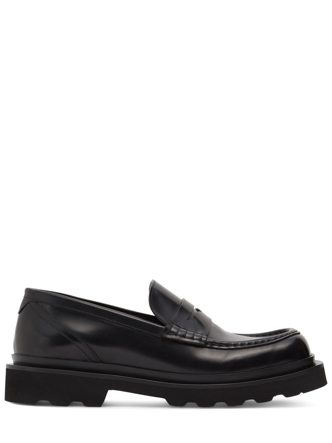 Dolce & Gabbana City Trek Squared Brushed Leather Loafer In Black