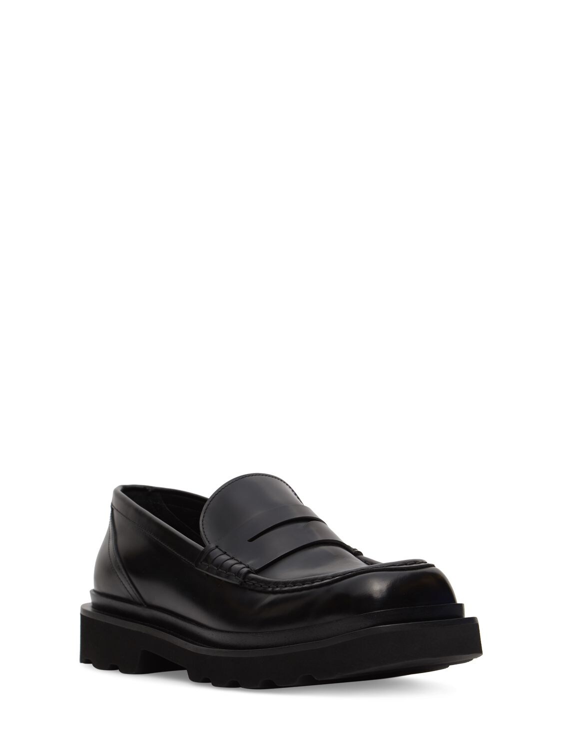 Shop Dolce & Gabbana City Trek Squared Brushed Leather Loafer In Black