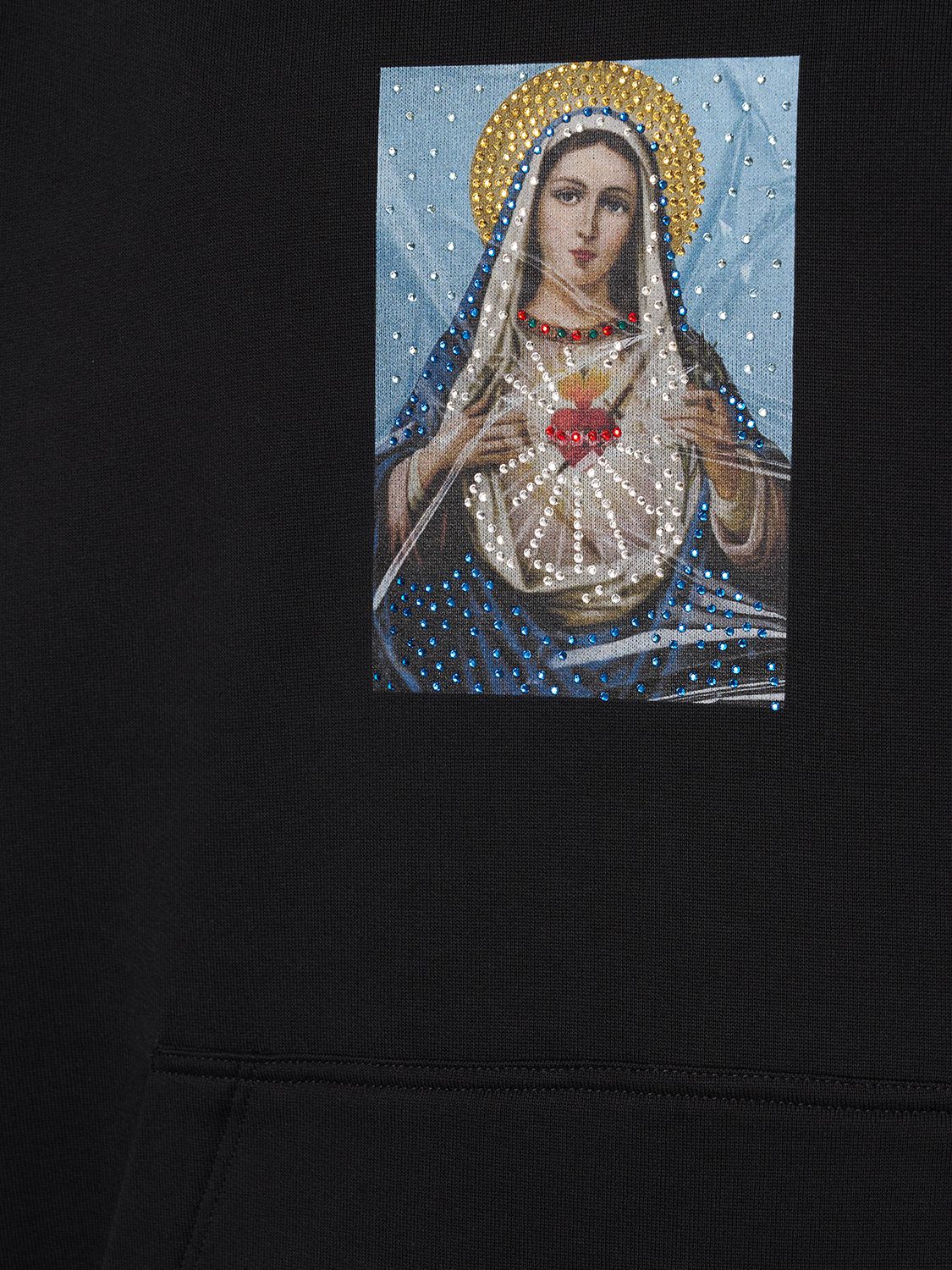 Shop Dolce & Gabbana Cotton Jersey Hoodie W/crystals In Black