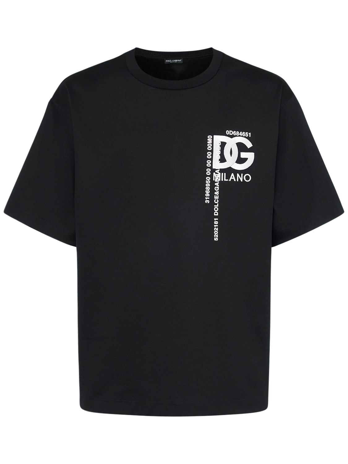 Dolce & Gabbana Embroidered Logo Cotton Jersey T-shirt In Black