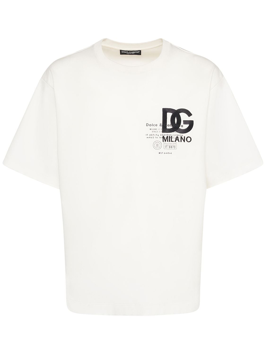 Shop Dolce & Gabbana Embroidered Logo Cotton Jersey T-shirt In White