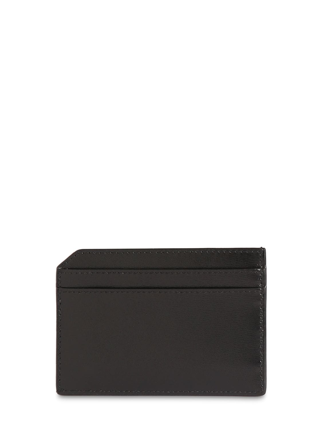 Shop Saint Laurent Tiny Cassandre Leather Card Holder In Black