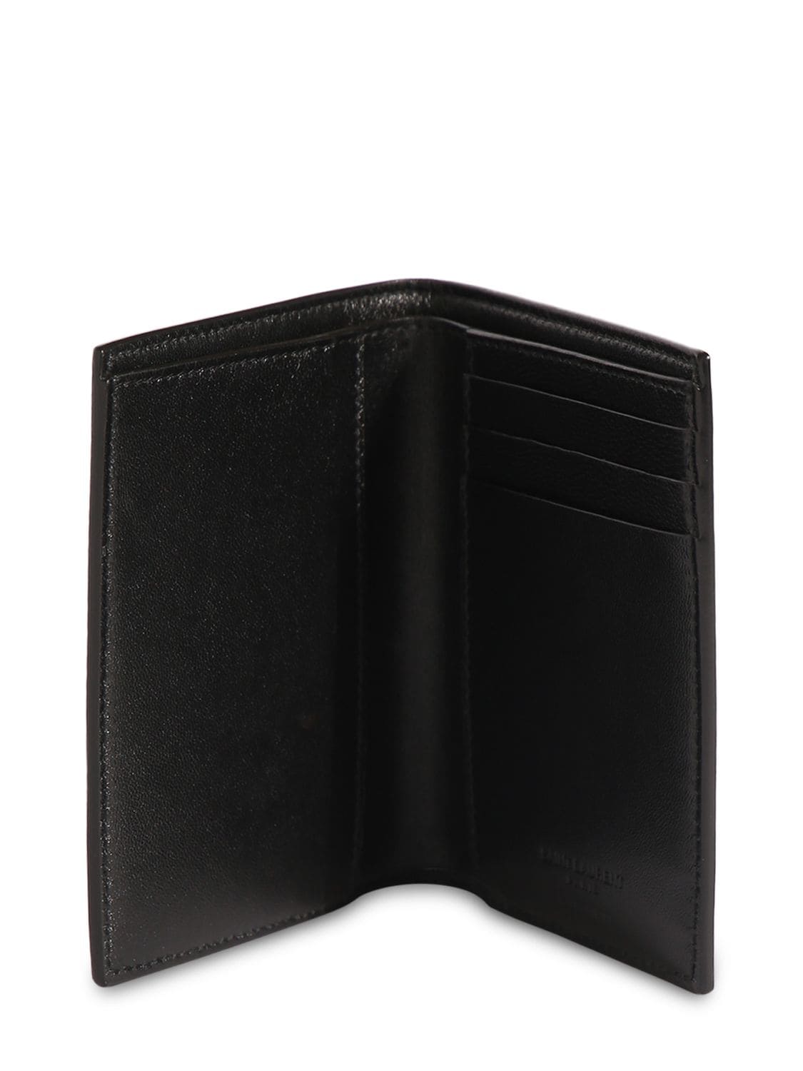 Shop Saint Laurent Leather Card Wallet In Black