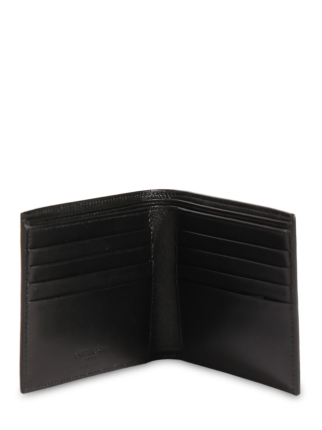 Shop Saint Laurent East/west Leather Wallet In Black