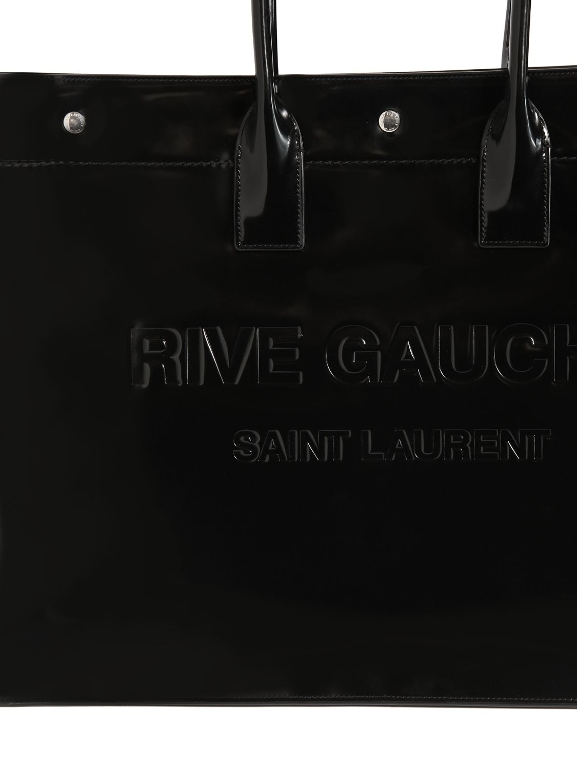 Shop Saint Laurent Rive Gauche Brushed Leather Tote Bag In Black