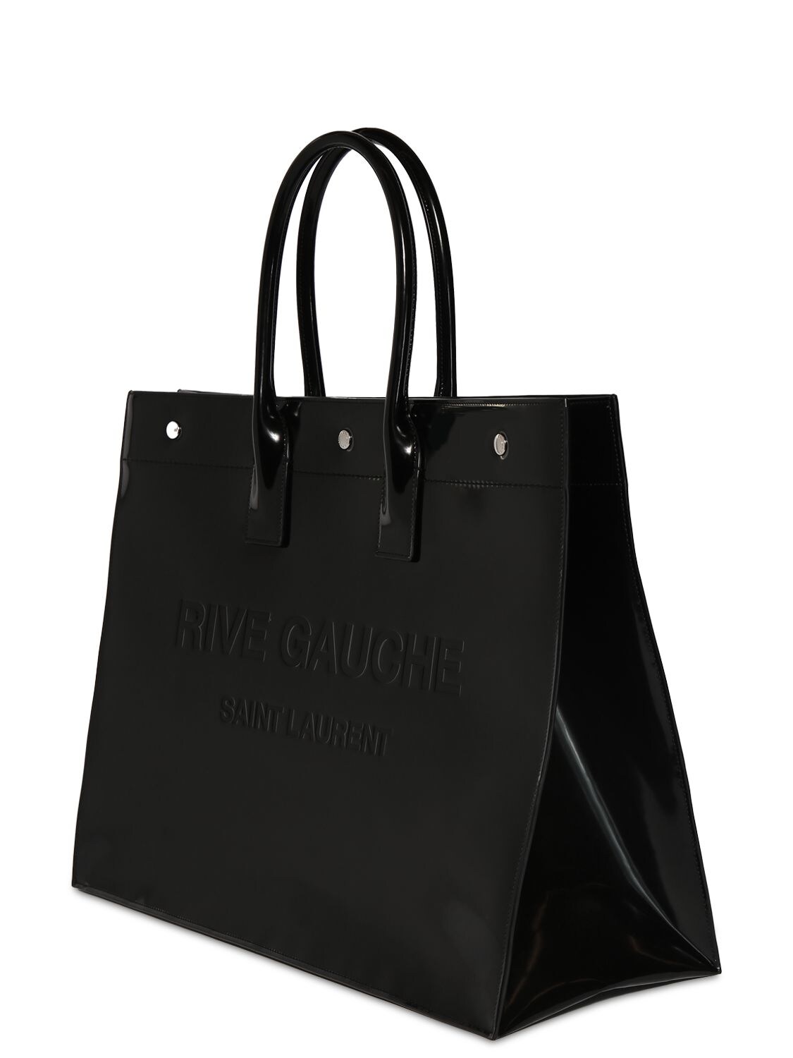 Shop Saint Laurent Rive Gauche Brushed Leather Tote Bag In Black