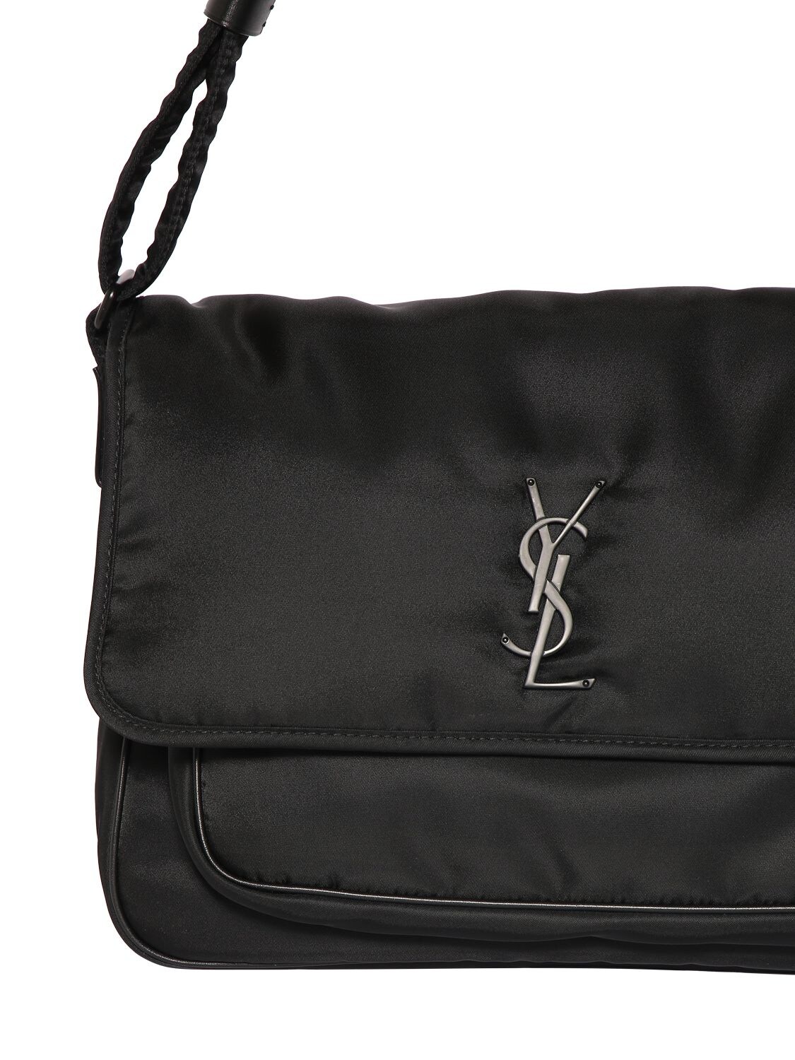 Shop Saint Laurent Niki Nylon Messenger Bag In Black