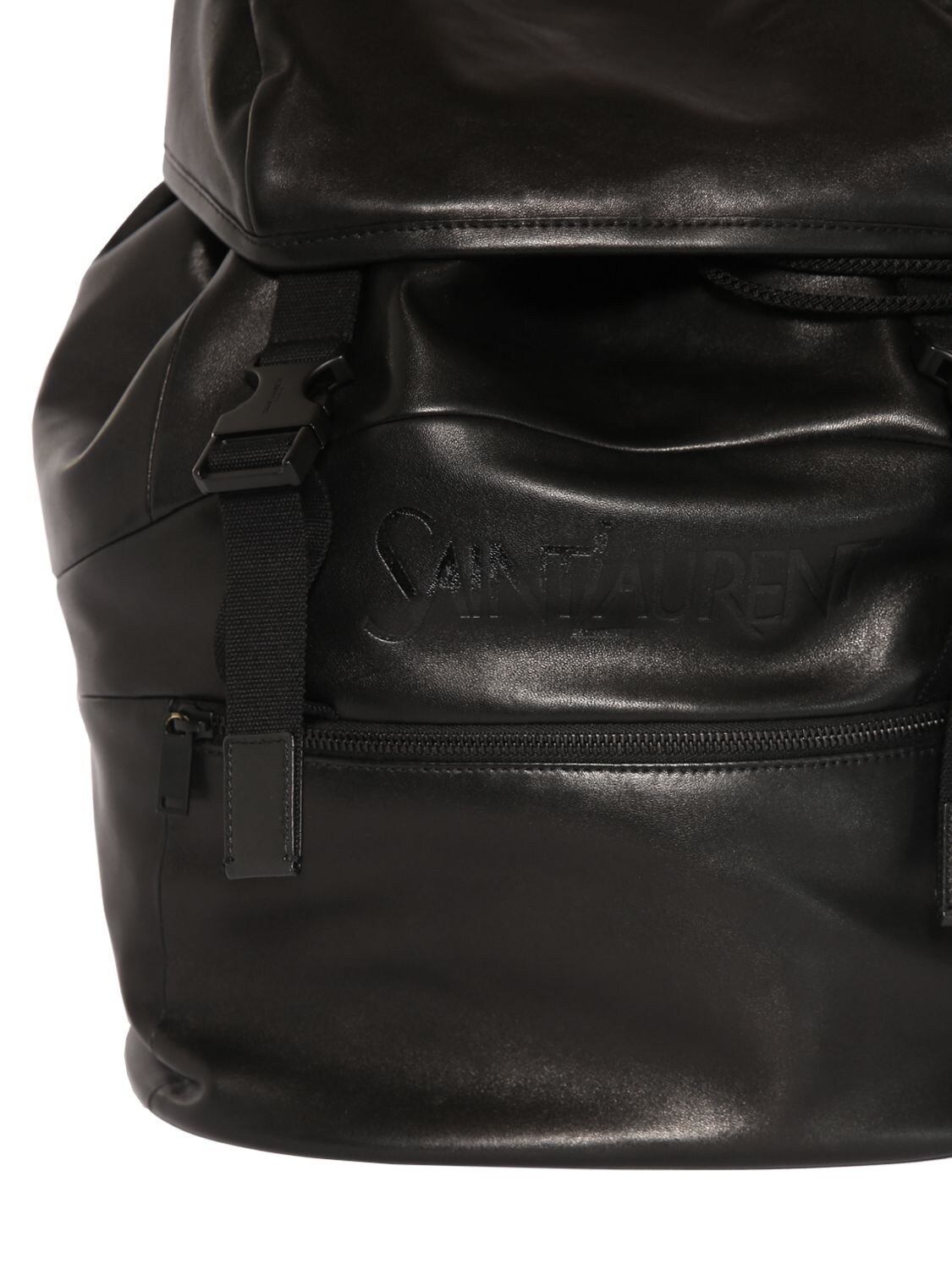 Shop Saint Laurent Leather Backpack In Black