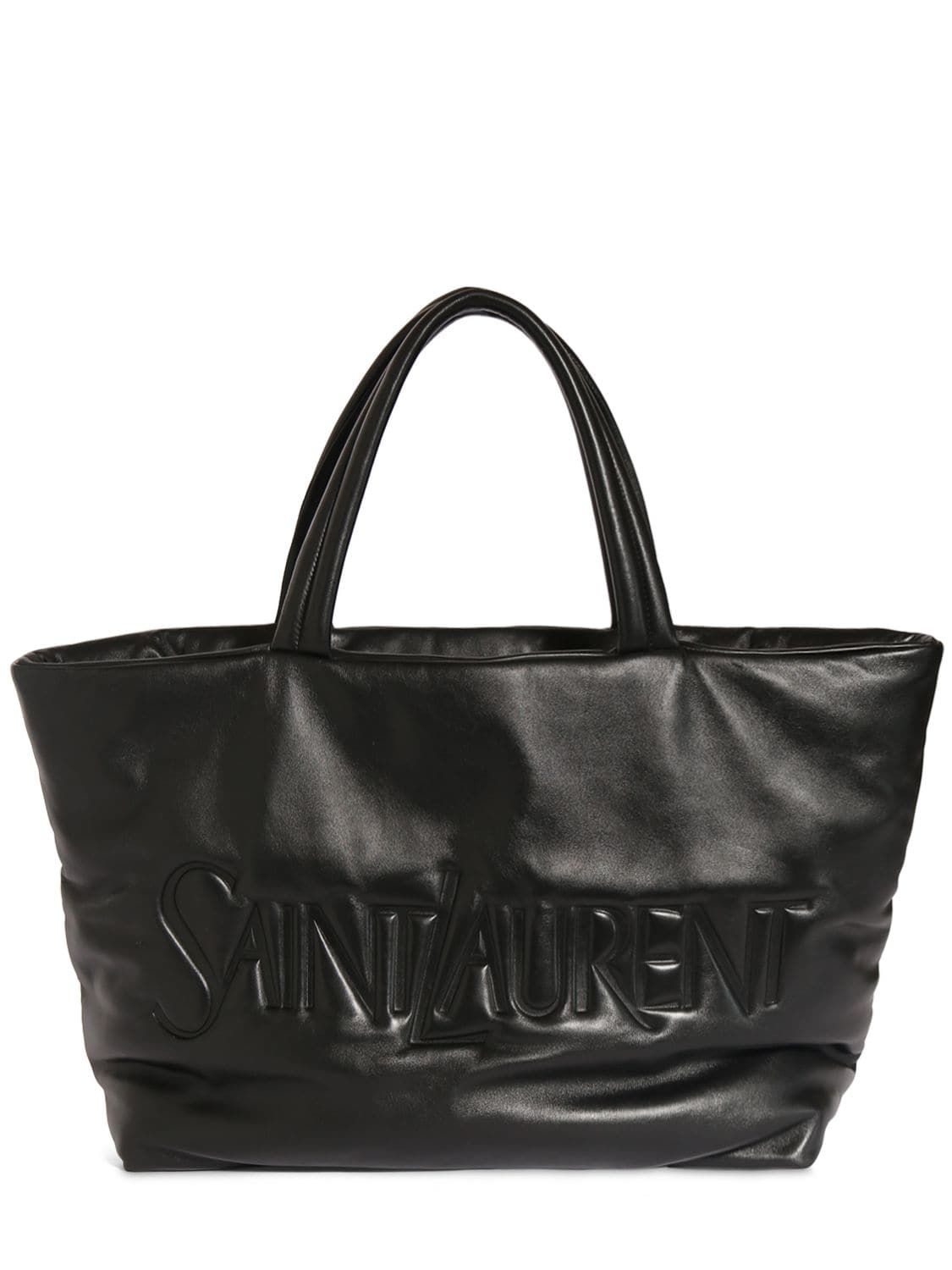 Saint Laurent Leather Tote Bag In Black